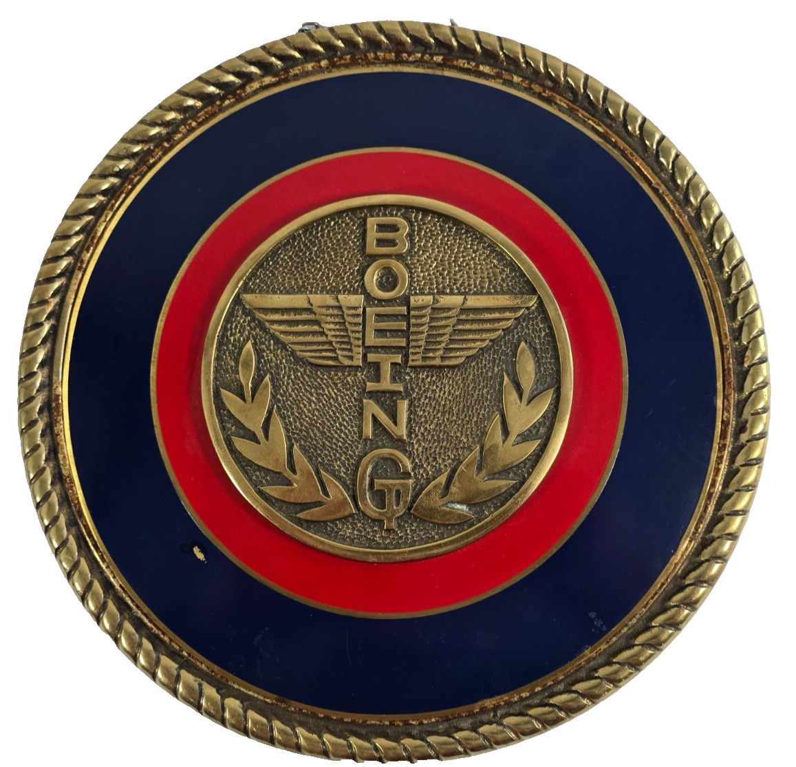 Rare 1930s–40s Boeing Wall Medallion with Red Velvet Backing