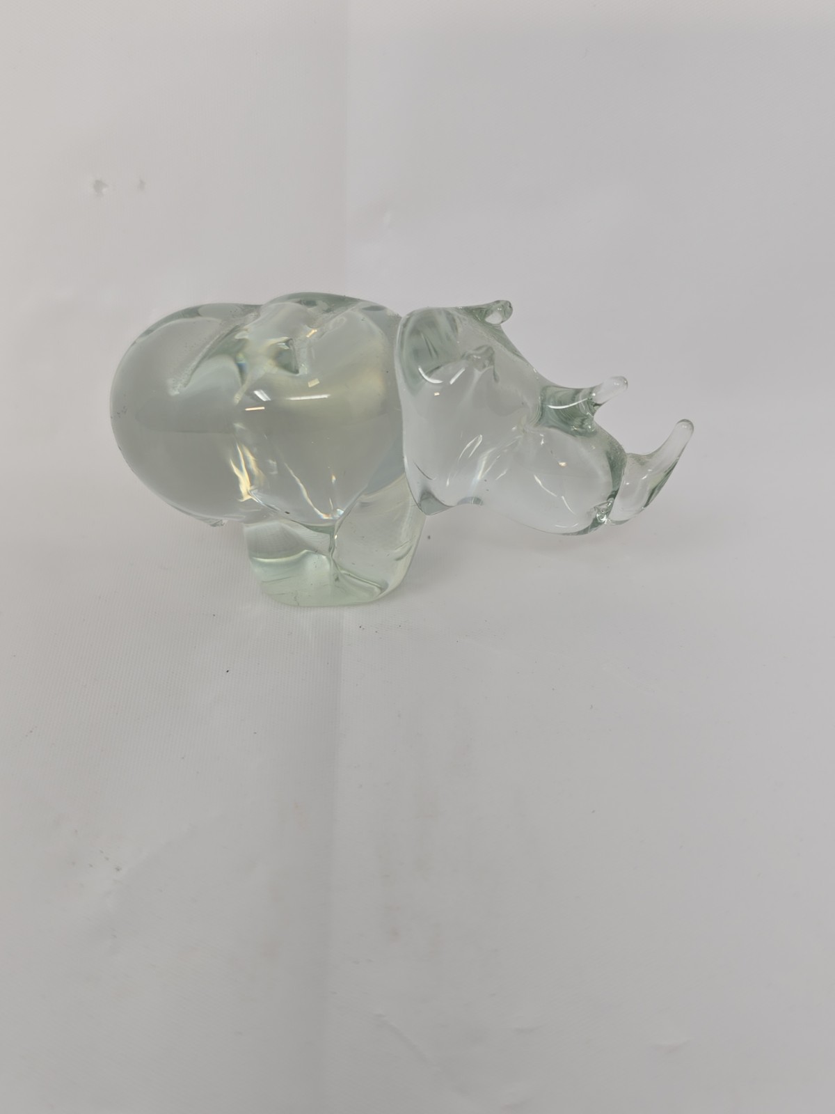 Vintage Rhinoceros Art Glass Small Paperweight Figure 