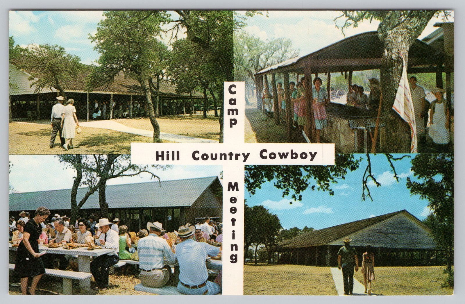 Hill Country Cowboy Camp Meeting, Mountain Home TX Texas Postcard Multiview Hill Country Cowboy Camp Meeting, Mountain Home TX Texas Postcard Multiview
