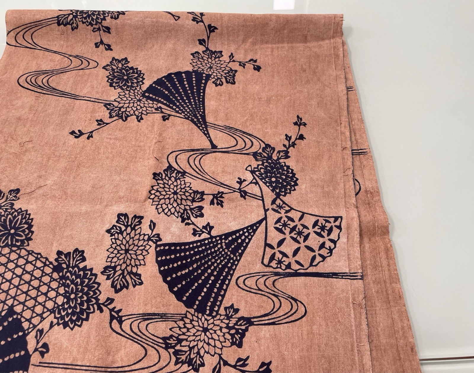 Vintage Japanese Kakishibu Dye Yukata Cotton Fabric Set 114