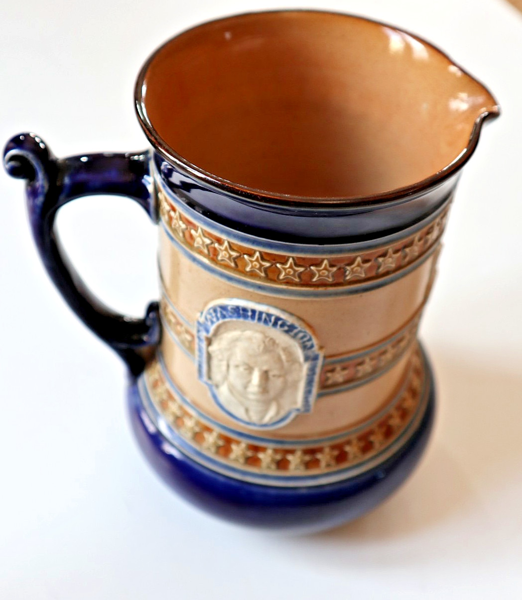 1893 Columbian Exposition: Washington & Columbus Royal Doulton Pitcher.