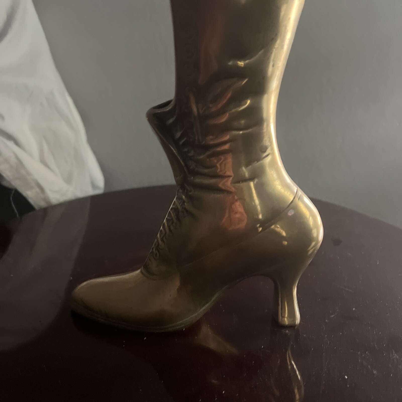 Vintage Large Brass Ladies Victorian Lace Up Heel Boot Shoe Plantar