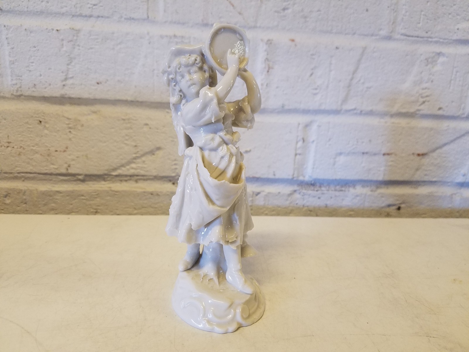 Ant German Porcelain Figurine Likely Dresden Gitane Dancer Girl w/ Tambourine