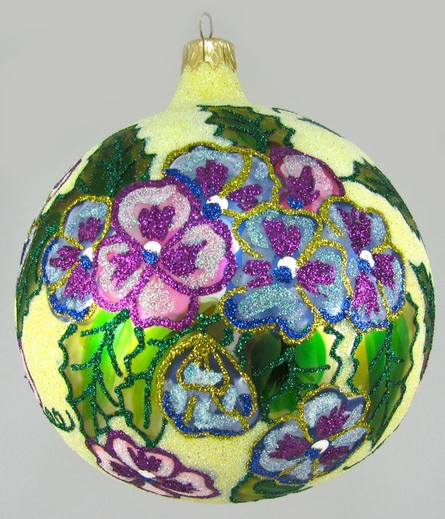 Larry Fraga Designs Johnny Jump Ups Flower Ball Hand Painted Made in Poland 