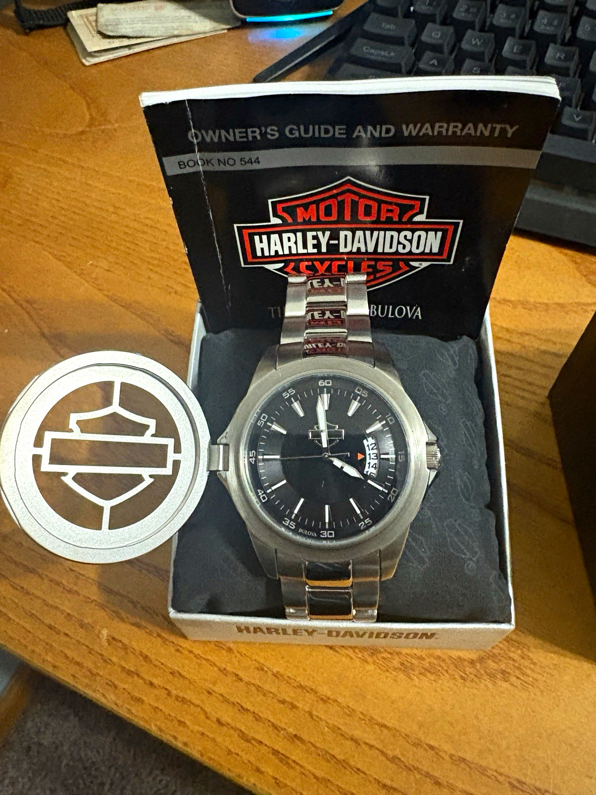 Harley-Davidson by Bulova Stainless Steel Black Dial Automatic Watch w/ Box