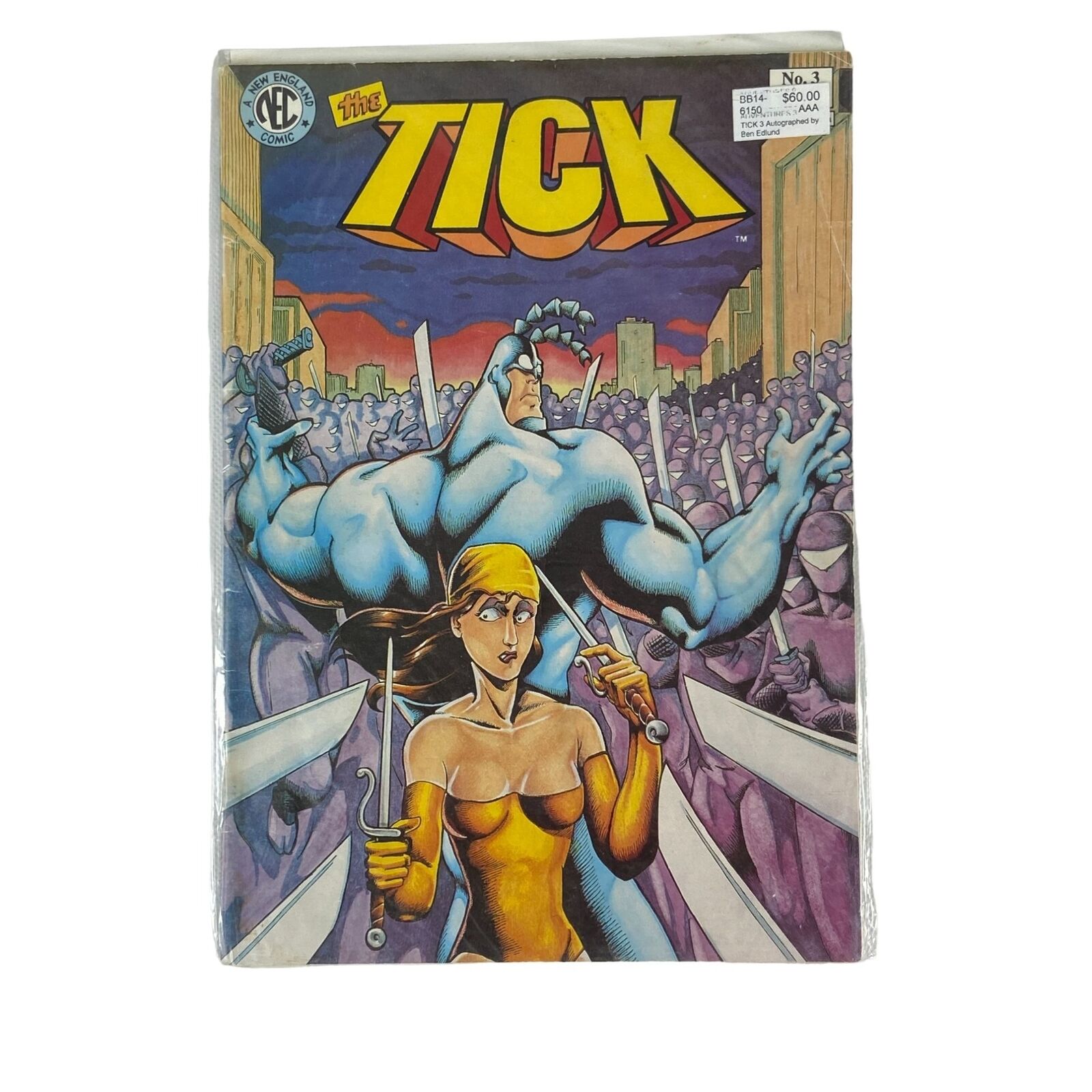 The Tick Comic Issue 3 1988 Signed By Ben Edlund NEC New England