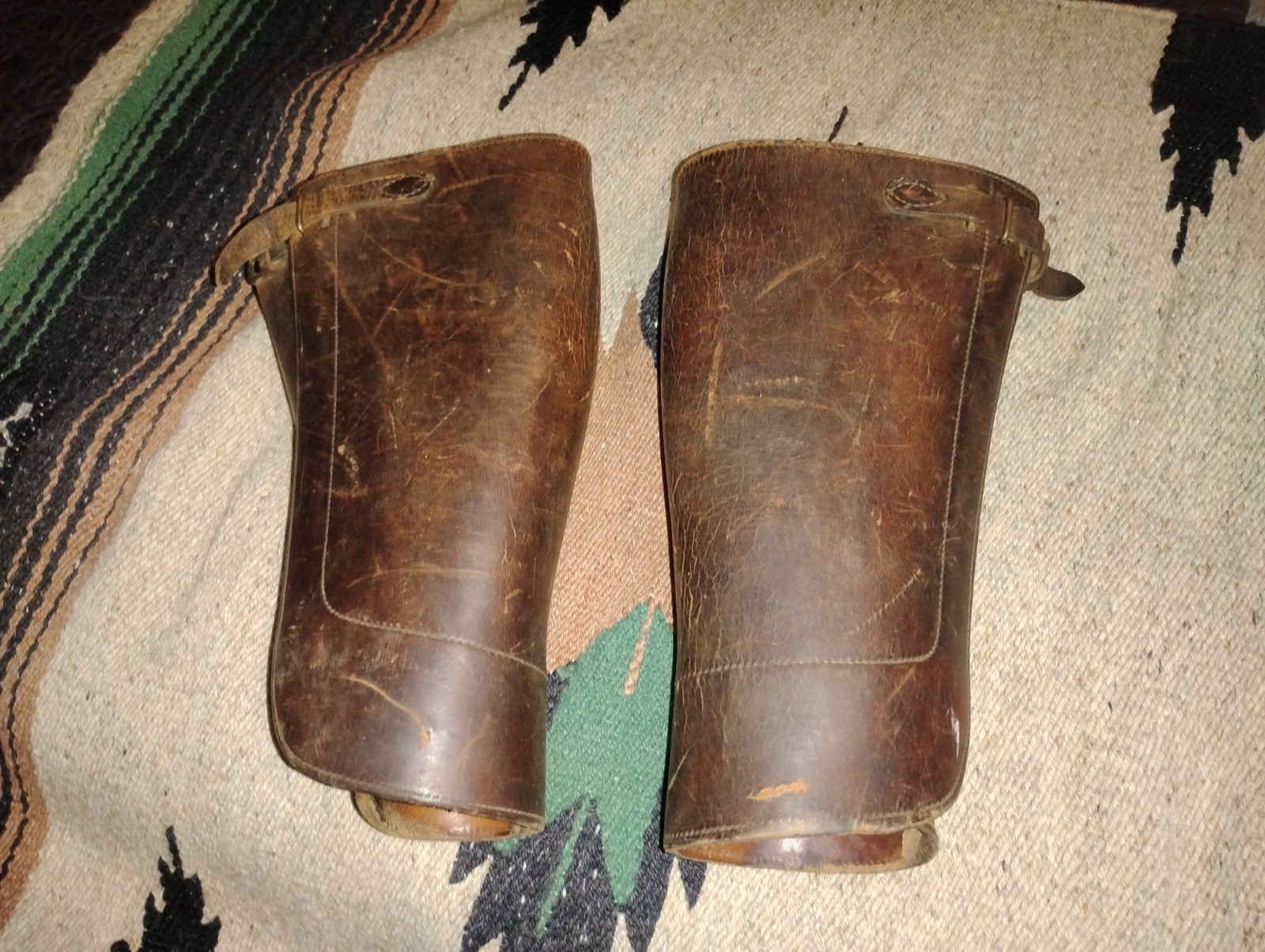 WWI US Army Cavalry & Officers Leather Leg Gaiters Spats PAIR War-Time Issued
