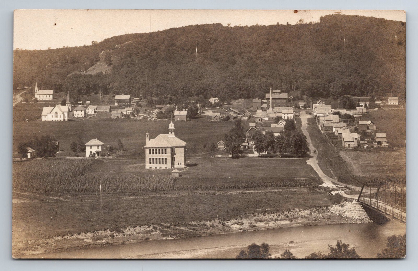 Aerial View of Town, Real Photo, RPPC, Vintage Postcard