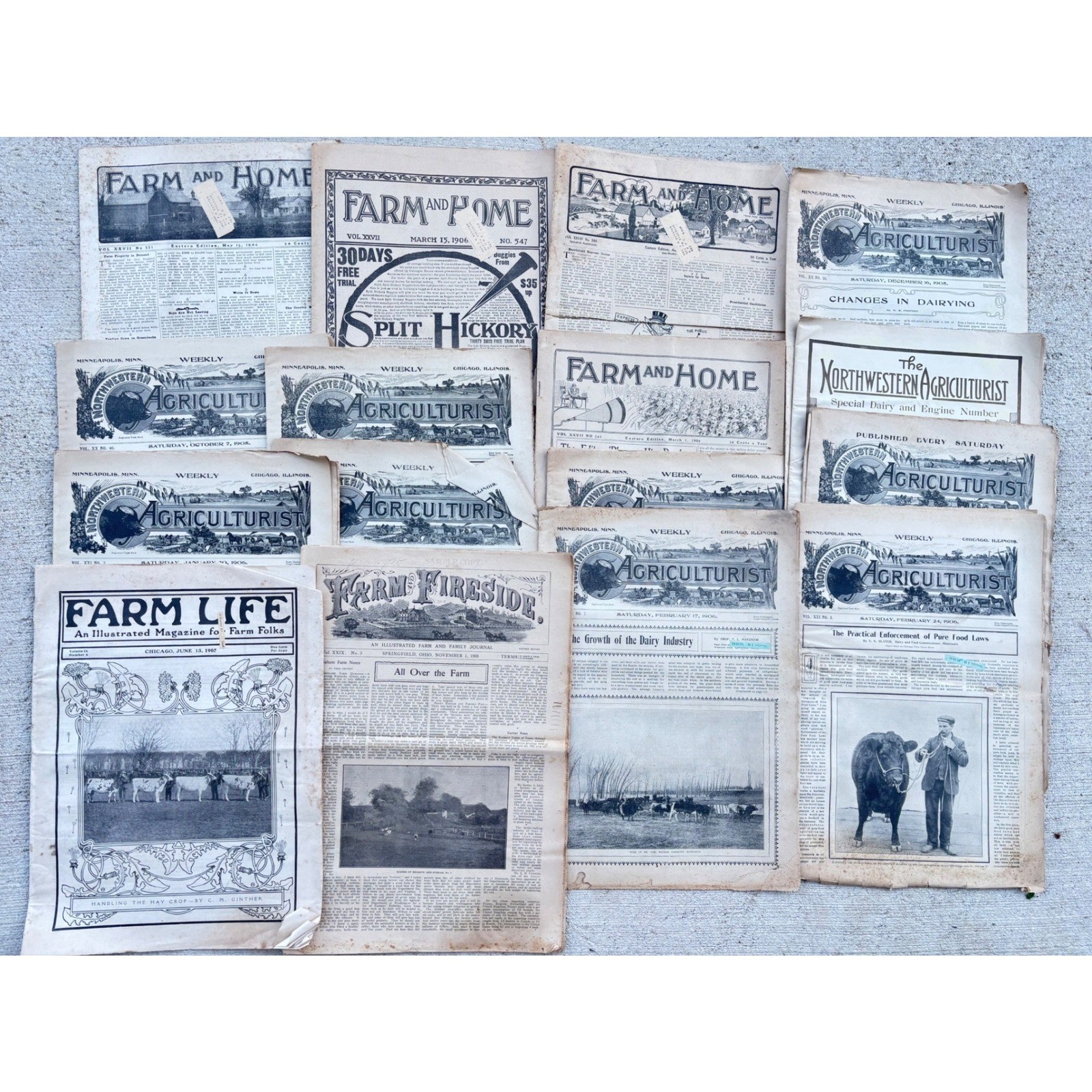 Vintage 1905-1907 Farm Life Agriculturist Magazines Lot Antique Ephemera 16pc