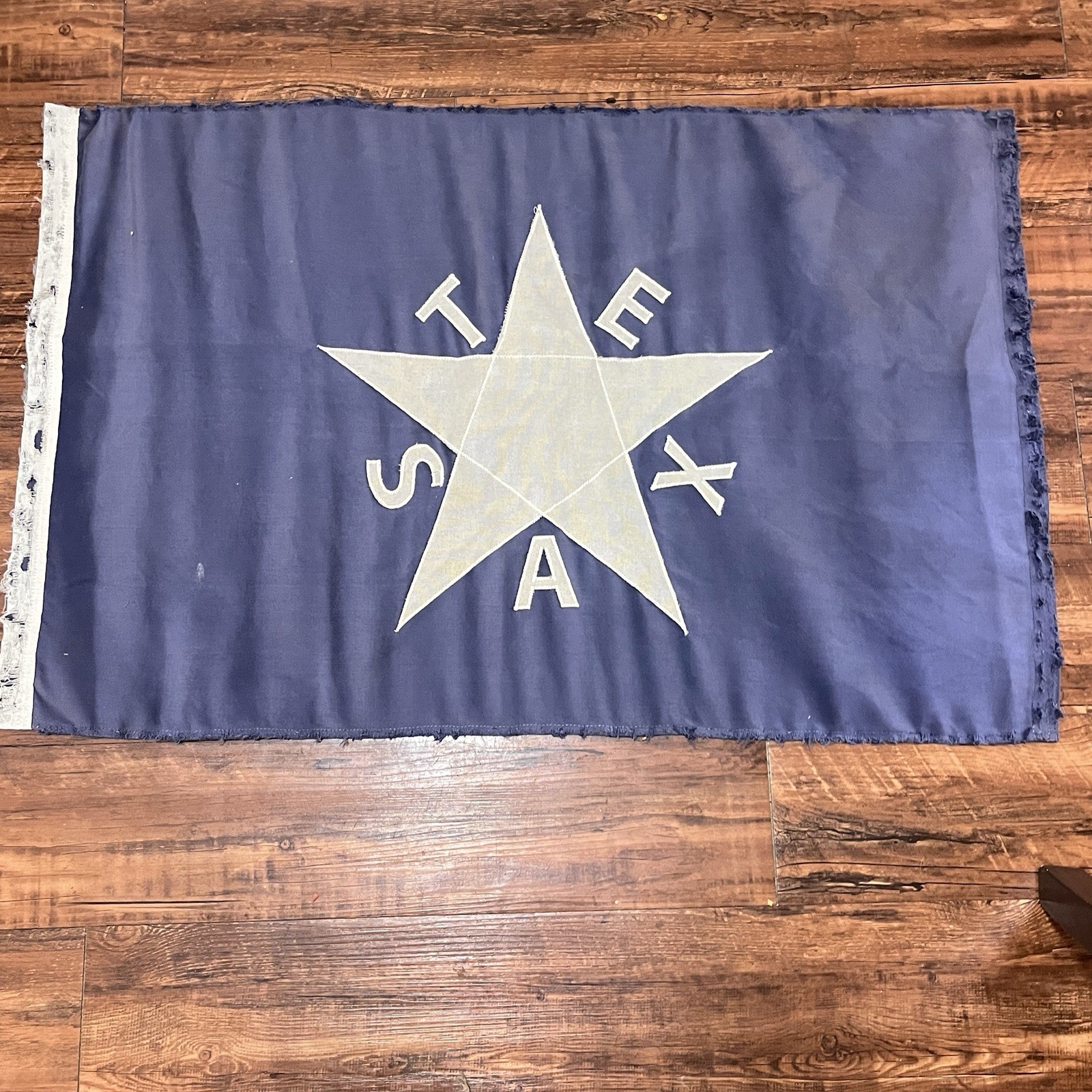 Vintage Republic of Texas 1836 Flag, Lorenzo De Zavala Brass Tag Sewn Star Texas