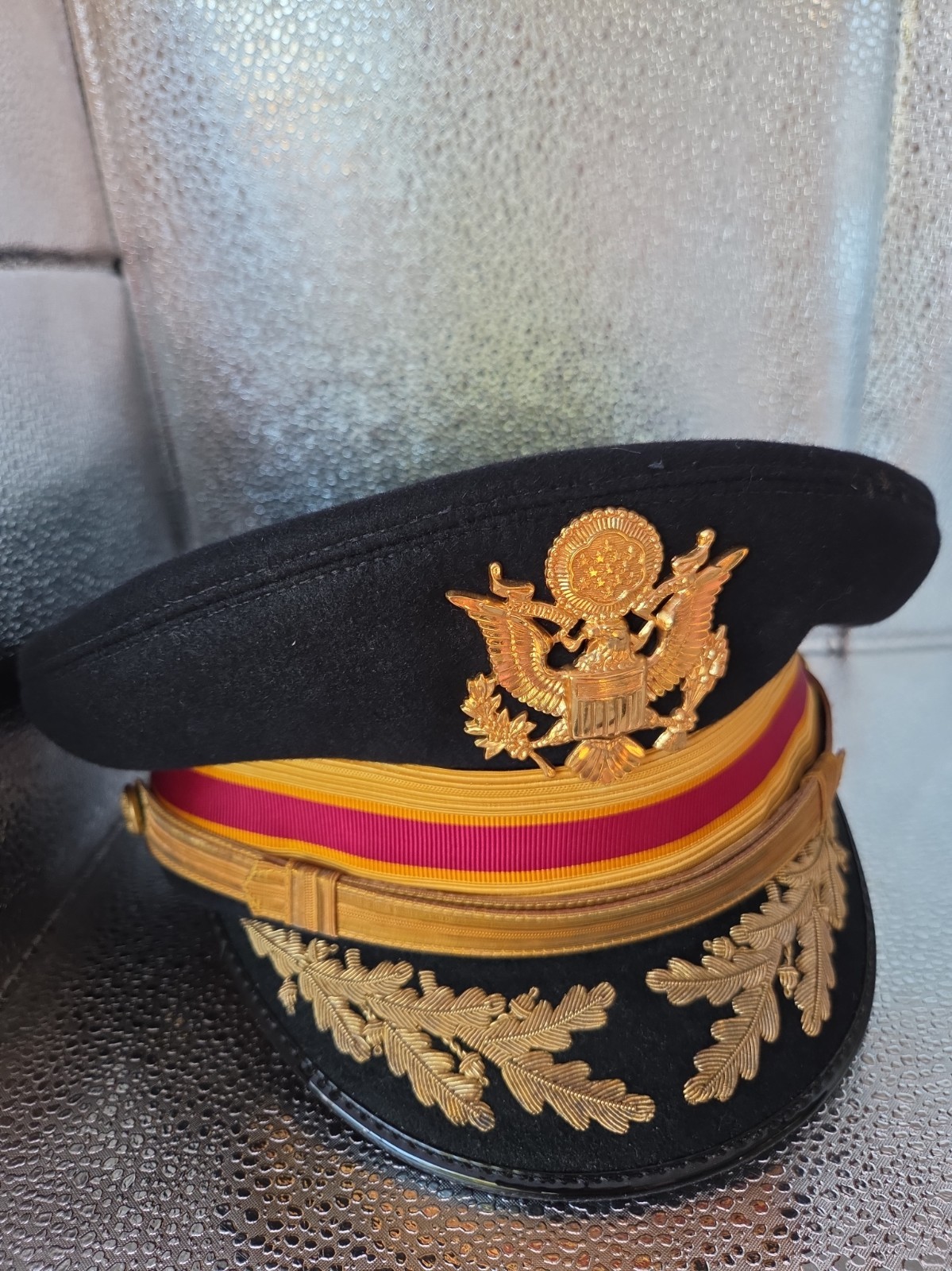 Vtg 1950s US Army Field Grade Officer Dress Blue Visor Cap Hat Bullion 7 QMC