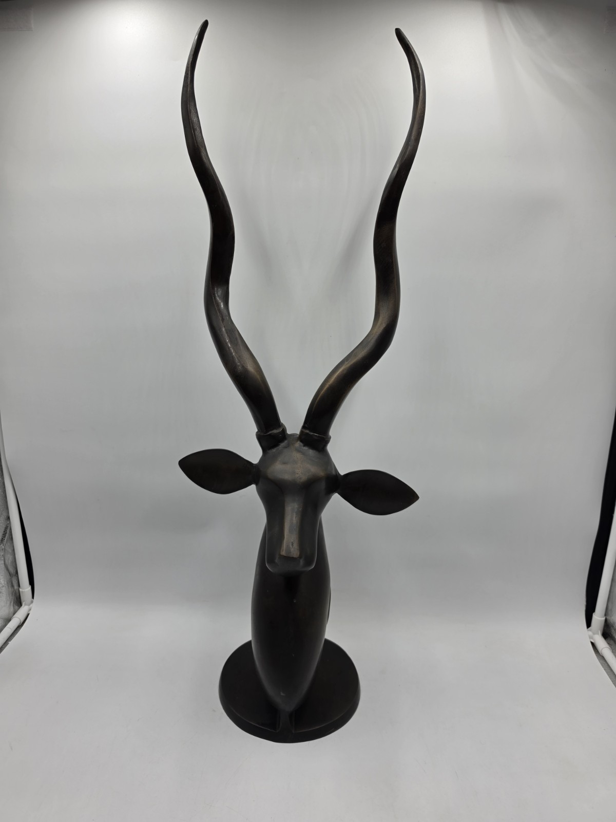 Maitland Smith Vintage Kudu Antelope Gazelle Head Bust Bronze Sculpture 