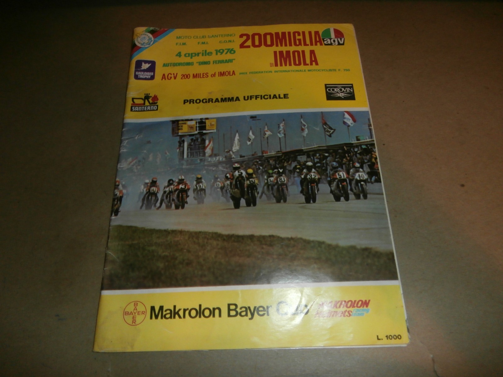 1976 Motorcycle Race Program AGV 200 Miles of Imola