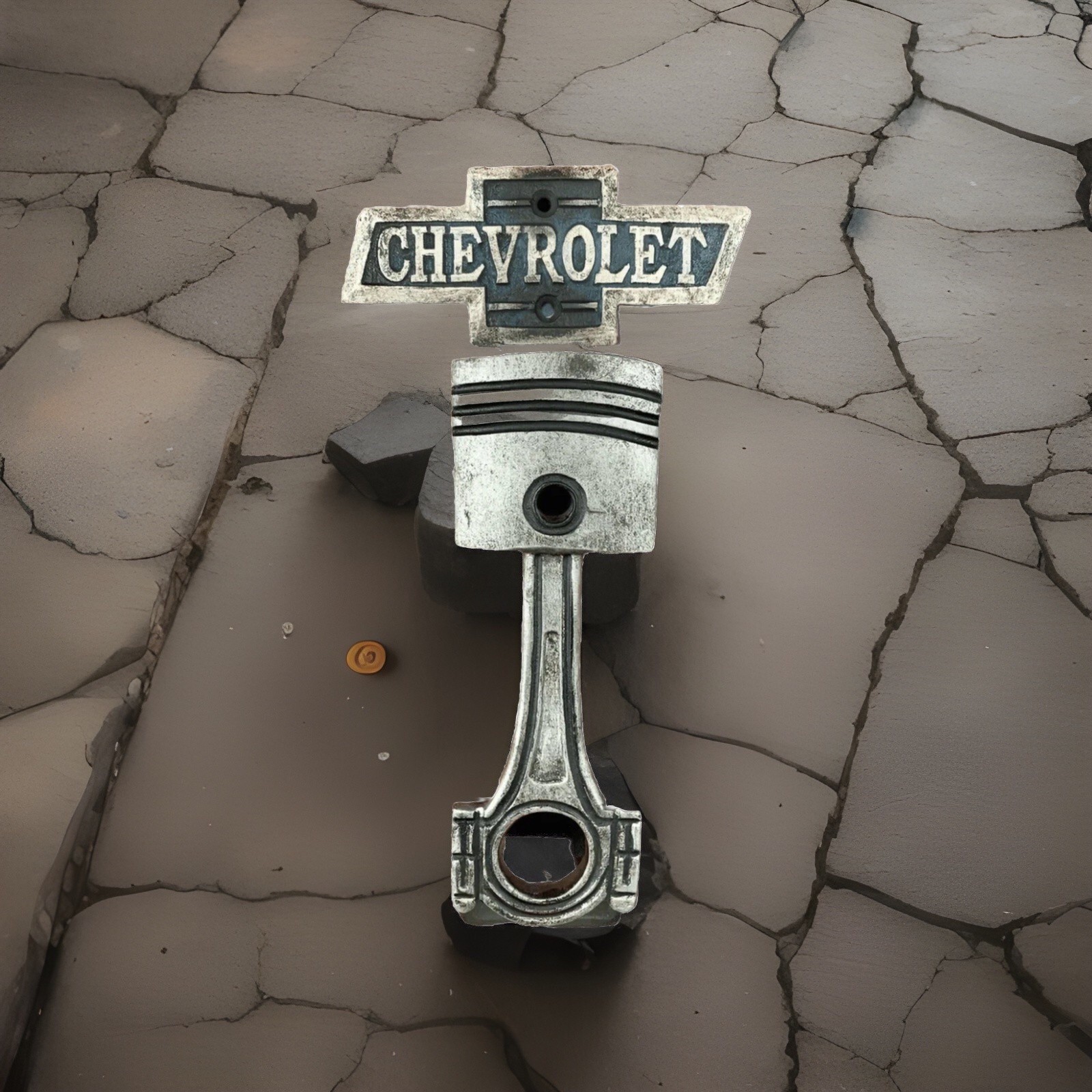 Retro Chevrolet Piston Door Handle Plaque Chevy Car Club Old Look Painted 9x4”