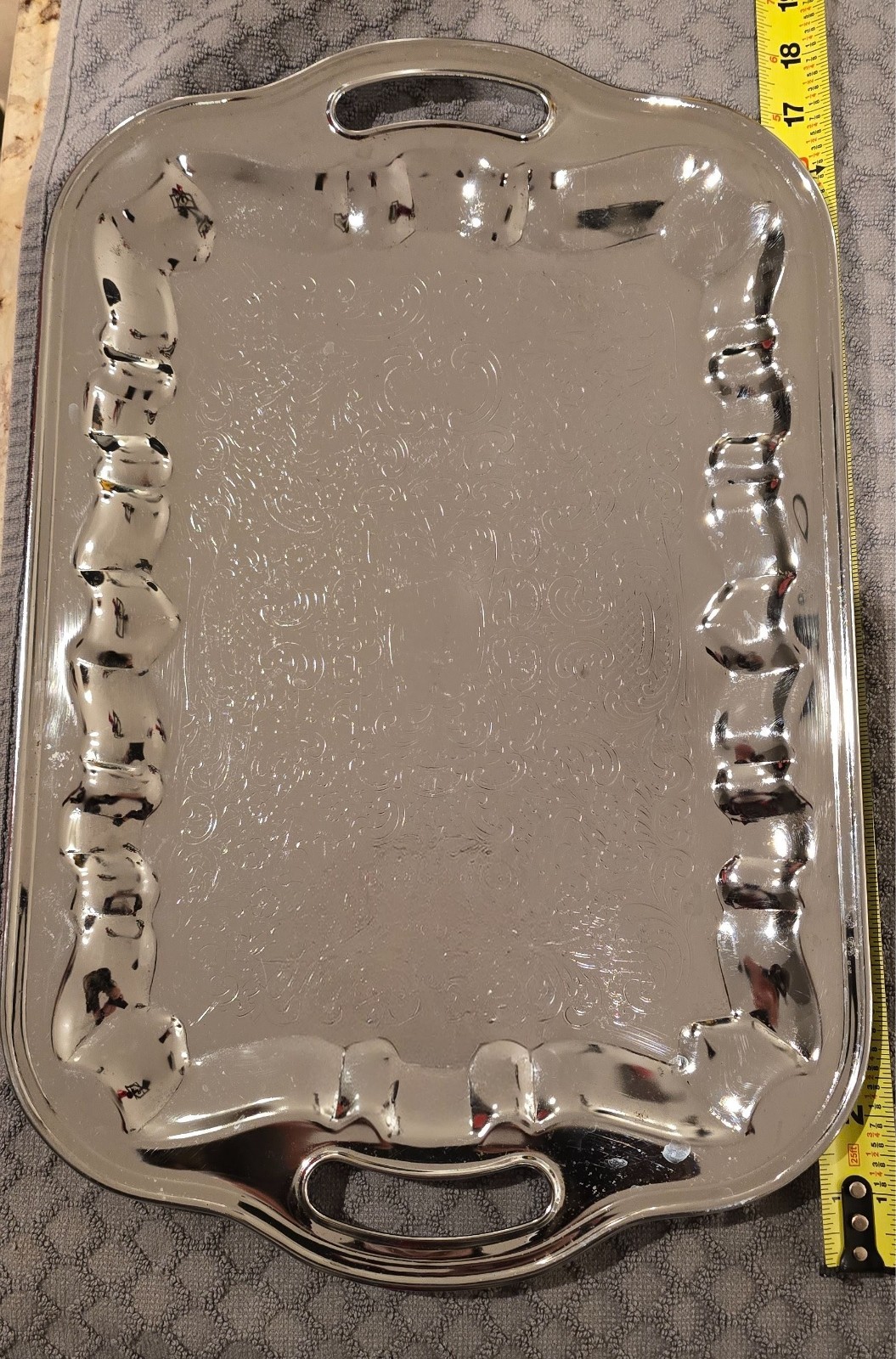 TIN serving tray approx. 11-1/2 x17 inch ~ TIN serving tray with handles ~ SHARP
