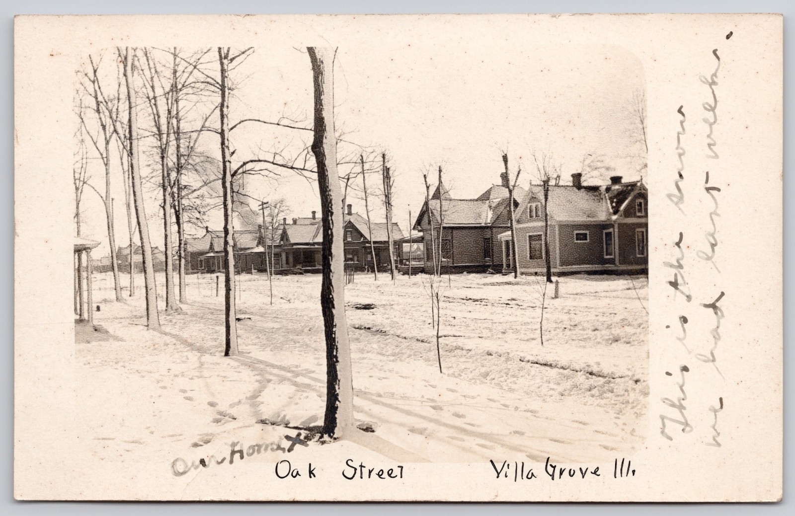 Oak Street Villa Grove Illinois IL Winter RPPC Postcard 1909