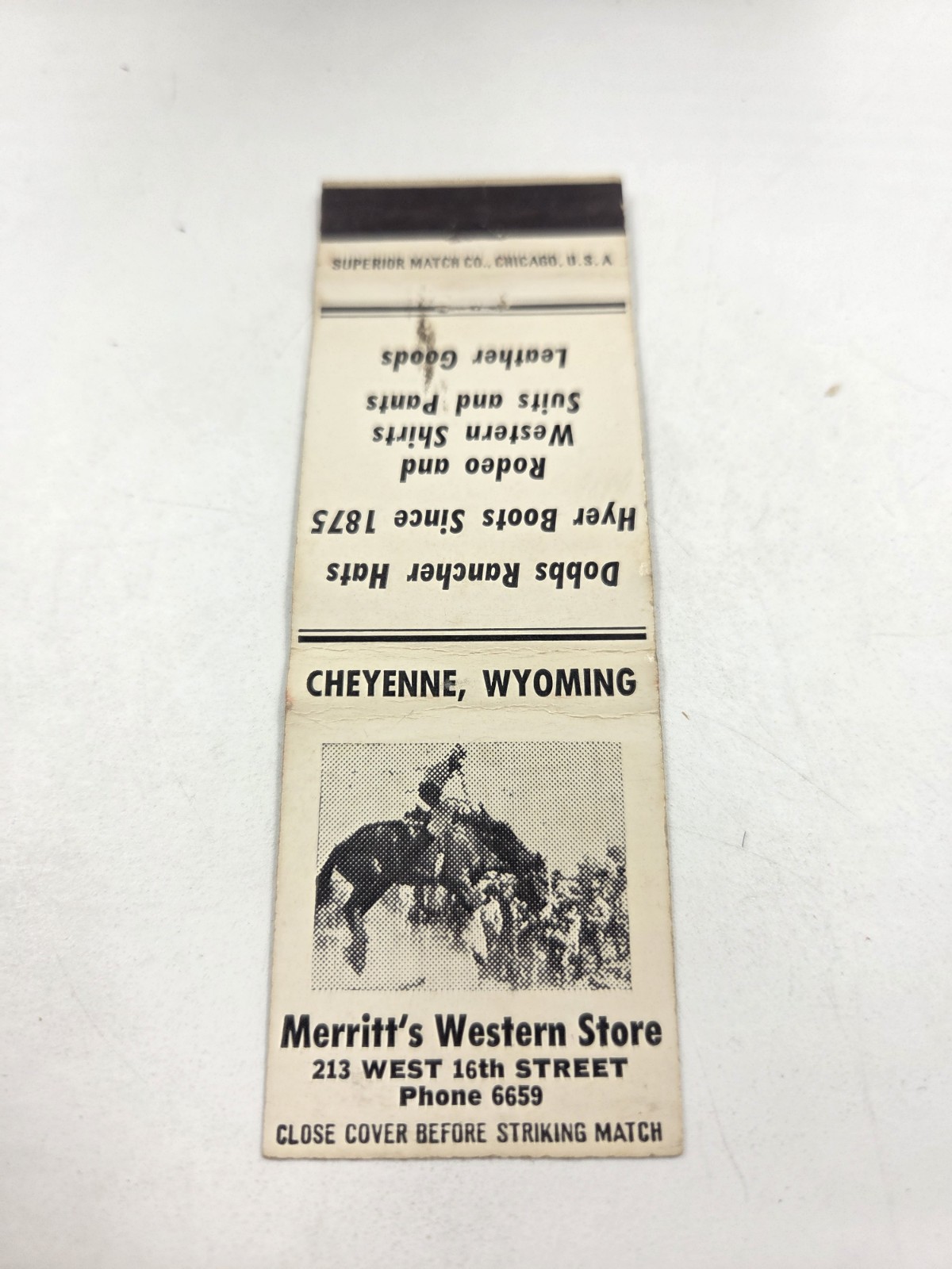 Merritt\'s Western Store Cheyenne Wyoming Matchbook Cover