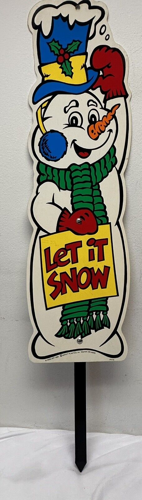 Frosty The Snowman Let It Snow Christmas Yard Art Sign Impact Plastics VTG 1998