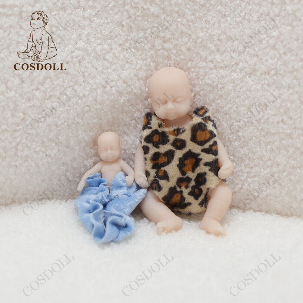 COSDOLL 2PCS/Set Mini Full Body Silicone Baby Doll 1.9-3.9 inch Reborn Baby Doll