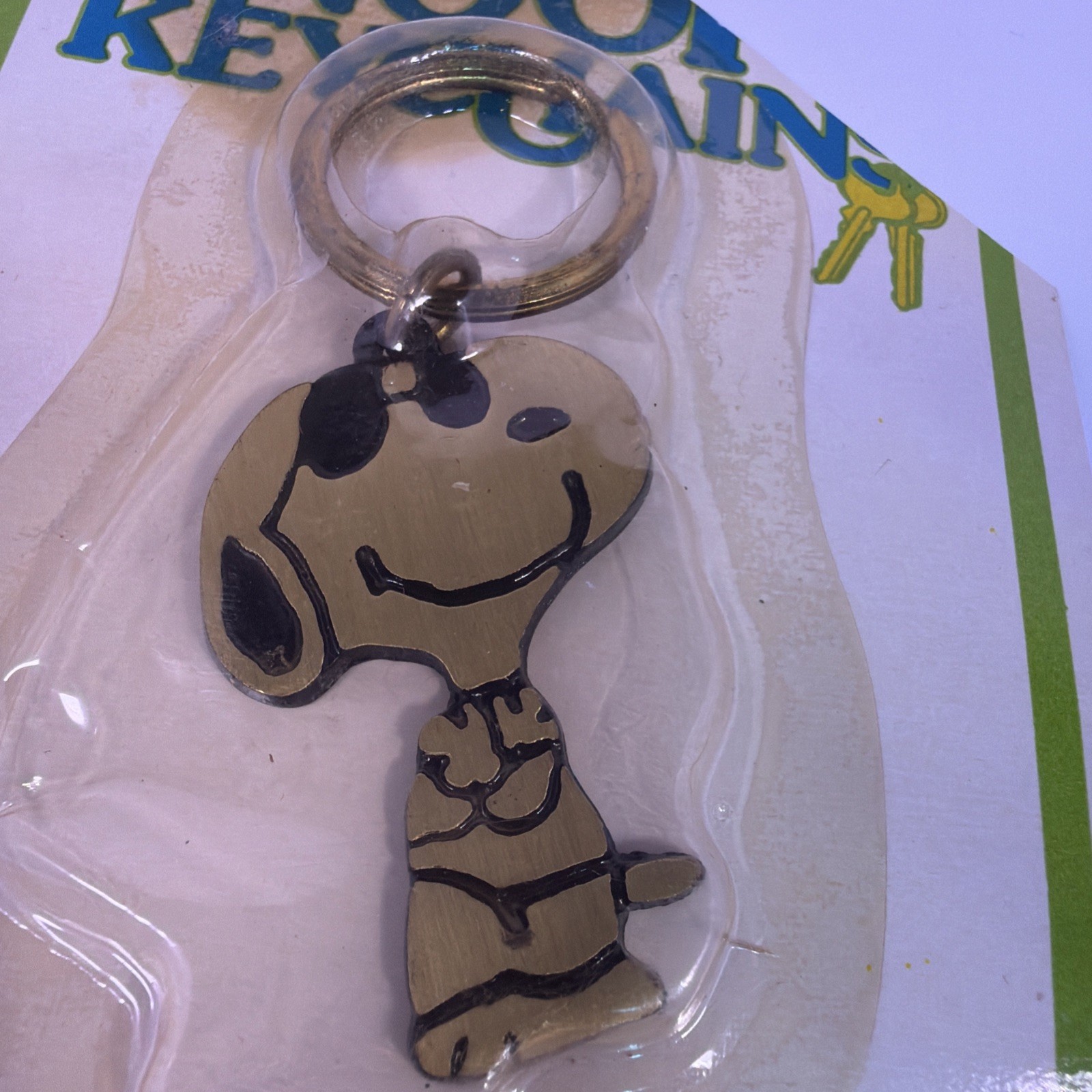 RARE SEALED Vintage Aviva Solid Brass Snoopy Keychain - 1963