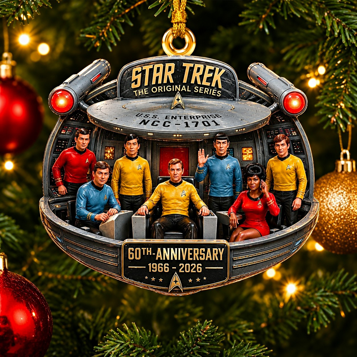 STAR TREK TOS USS Enterprise NCC-1701 60th Anniversary 1966-2026 Ornament