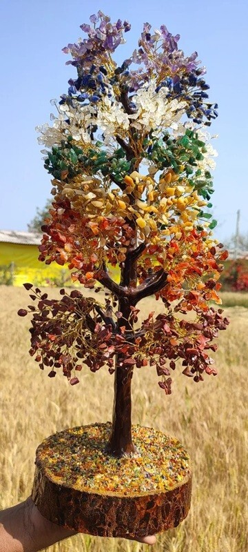 Large Seven Chakra Crystal Tree Handmade Crystal Gemstone Tree 2000Stone 25\