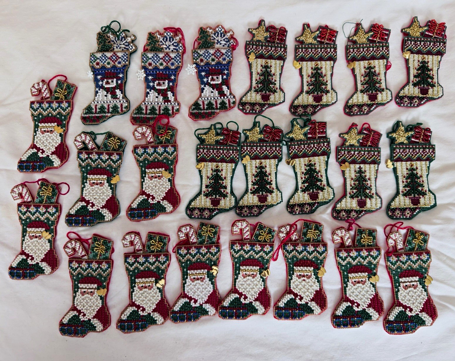 23 Mill Hill Beaded Cross Stitch Christmas Stocking Ornaments Handmade Finished