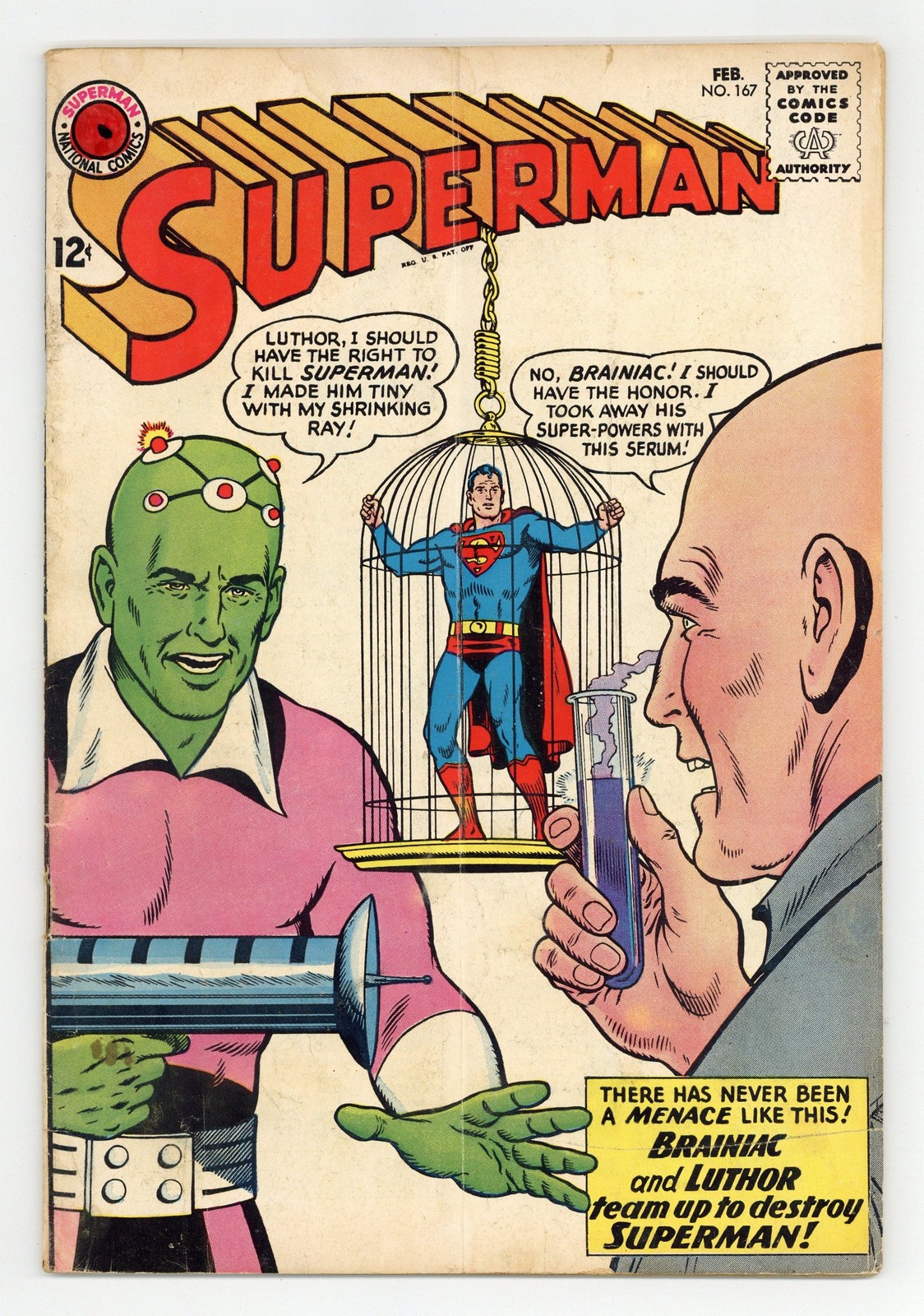 Superman #167 GD+ 2.5 1964 New origin of Braniac