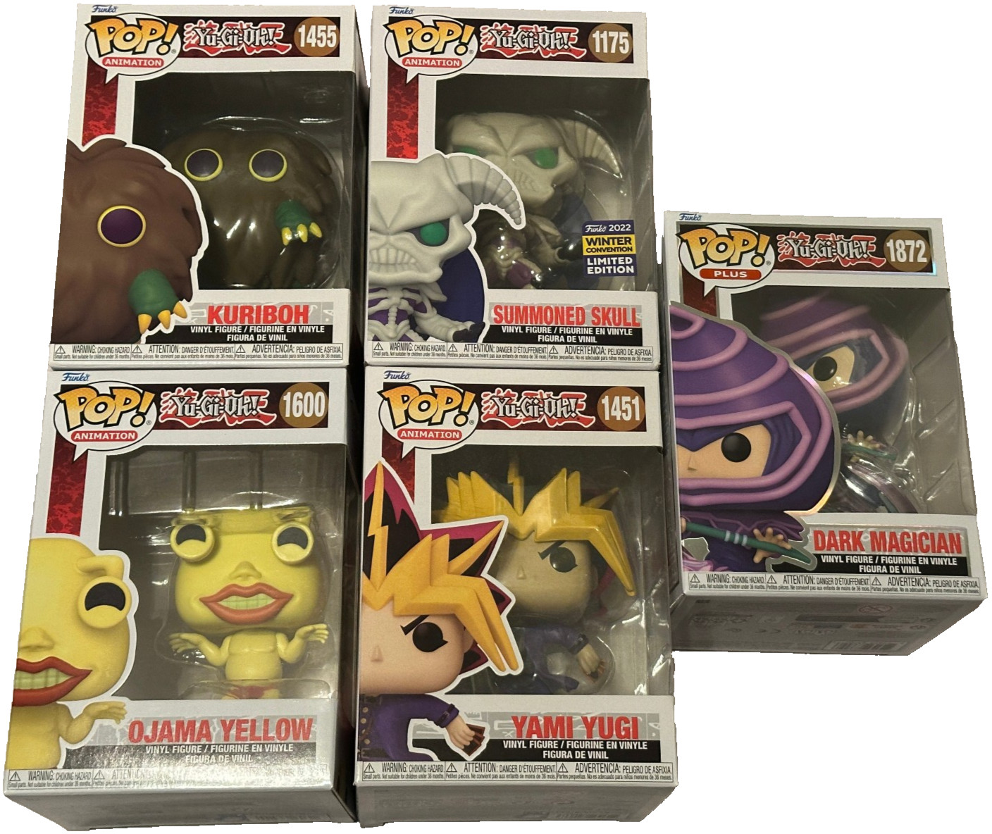 Funko Pop Yu-Gi-Oh Lot x5 w/ Protectors Dark Magician,Yugi,Summoned Skull,Ojama