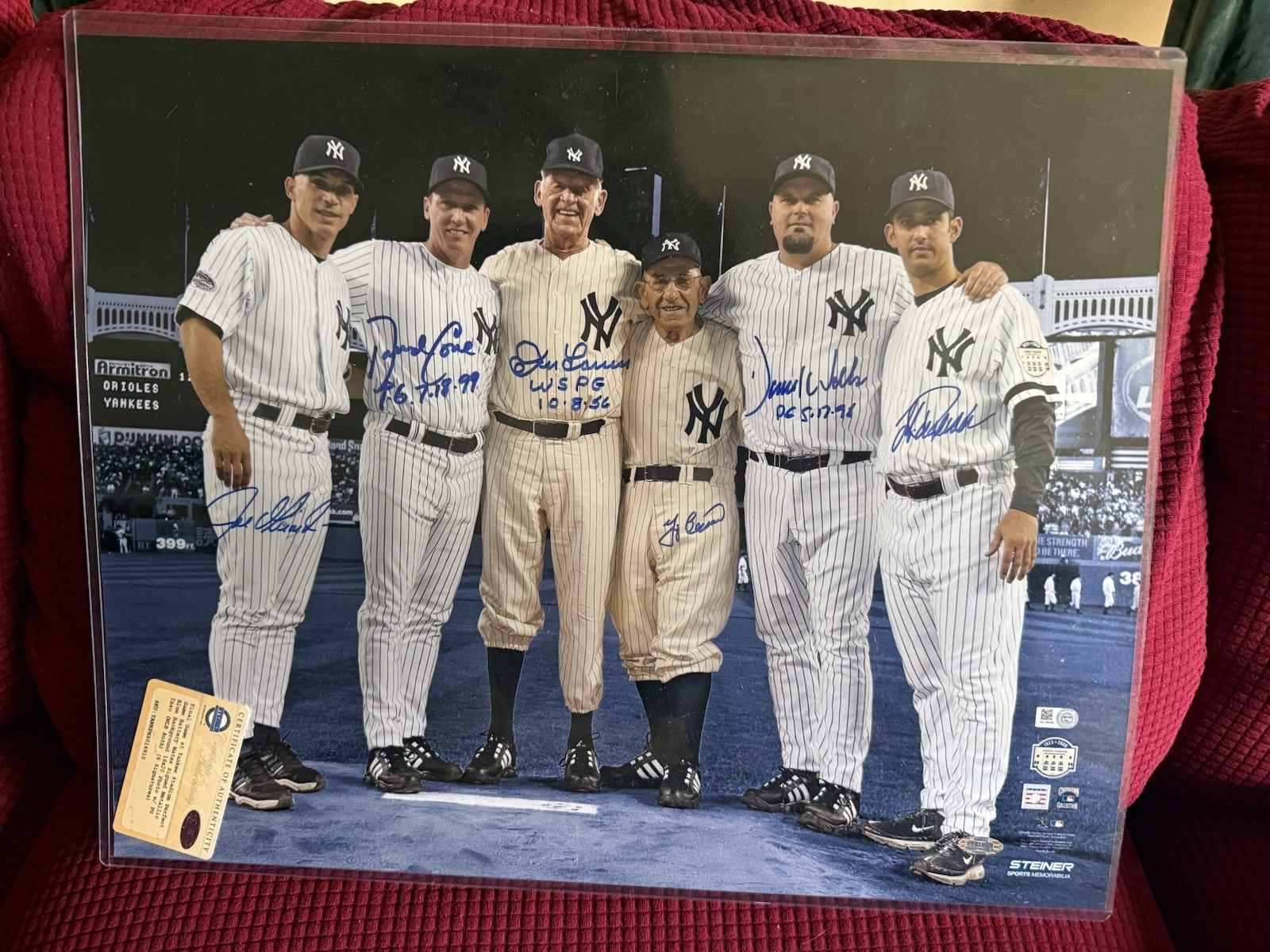 Girardi Cone Larsen Berra Wells Posada Signed 16x20 Photo The Perfect Six COA