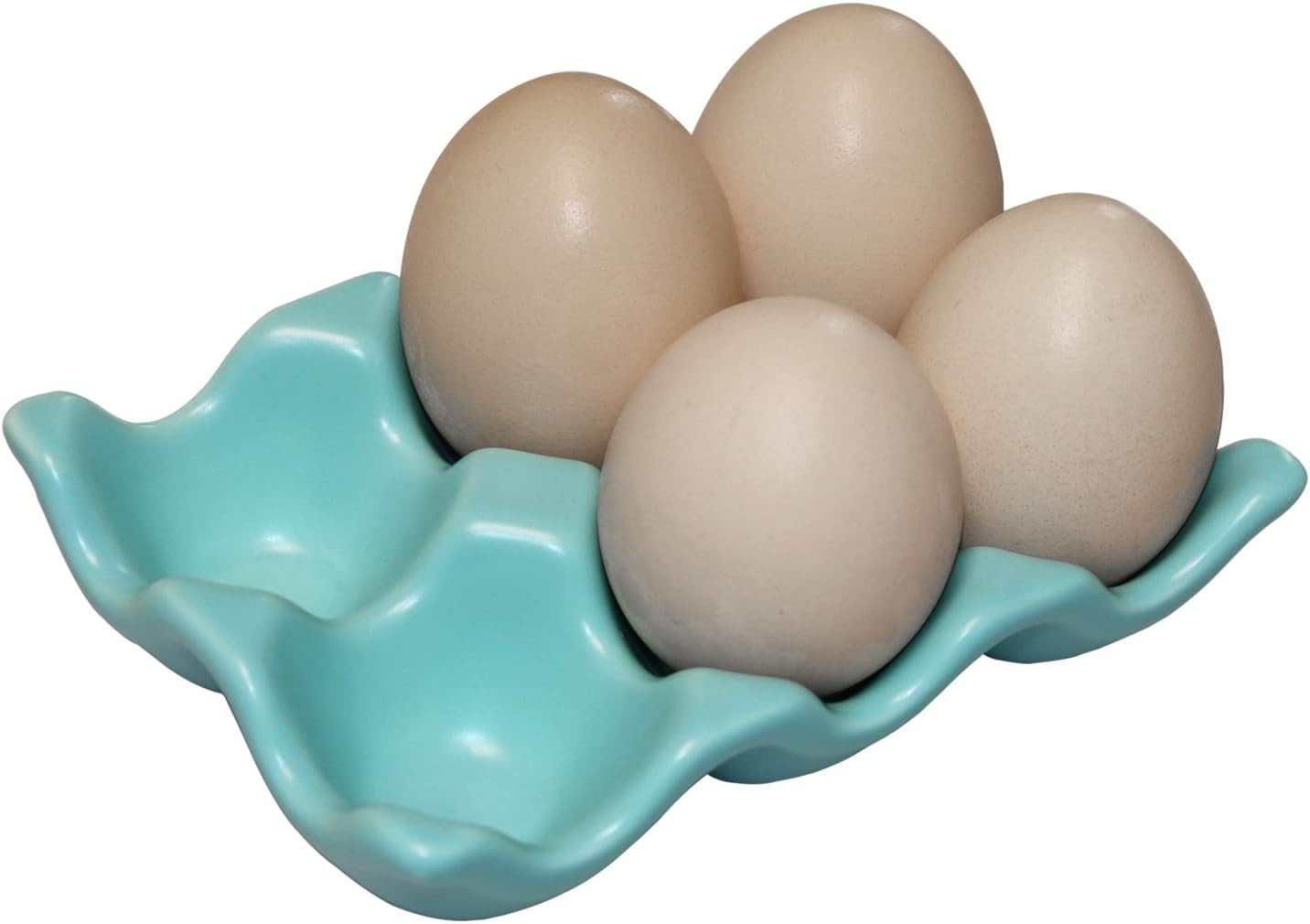 Ceramic Egg Holder 6 Cups Egg Tray Container for Fridge Countertop