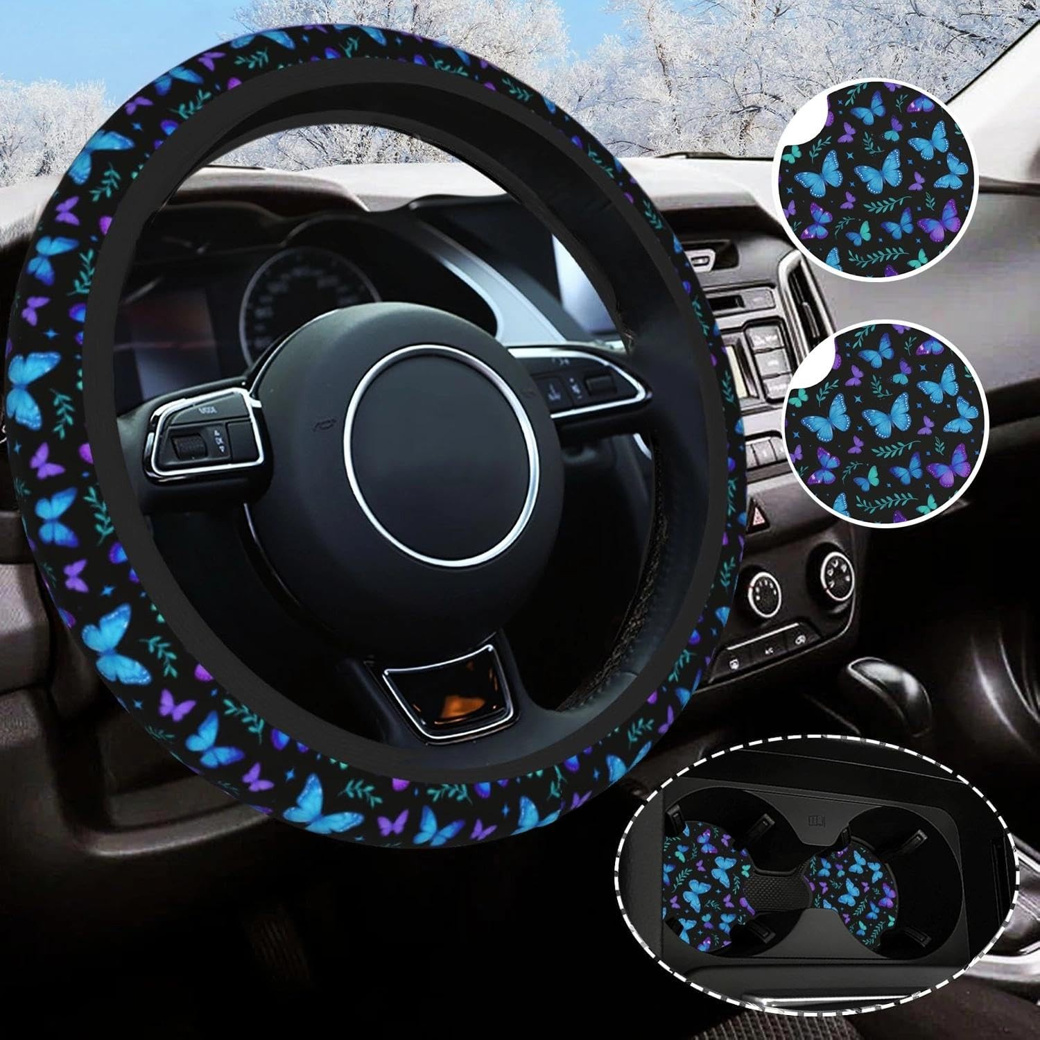 Butterfly Steering Wheel Cover Universal 14.5-15 Inch Non-Slip