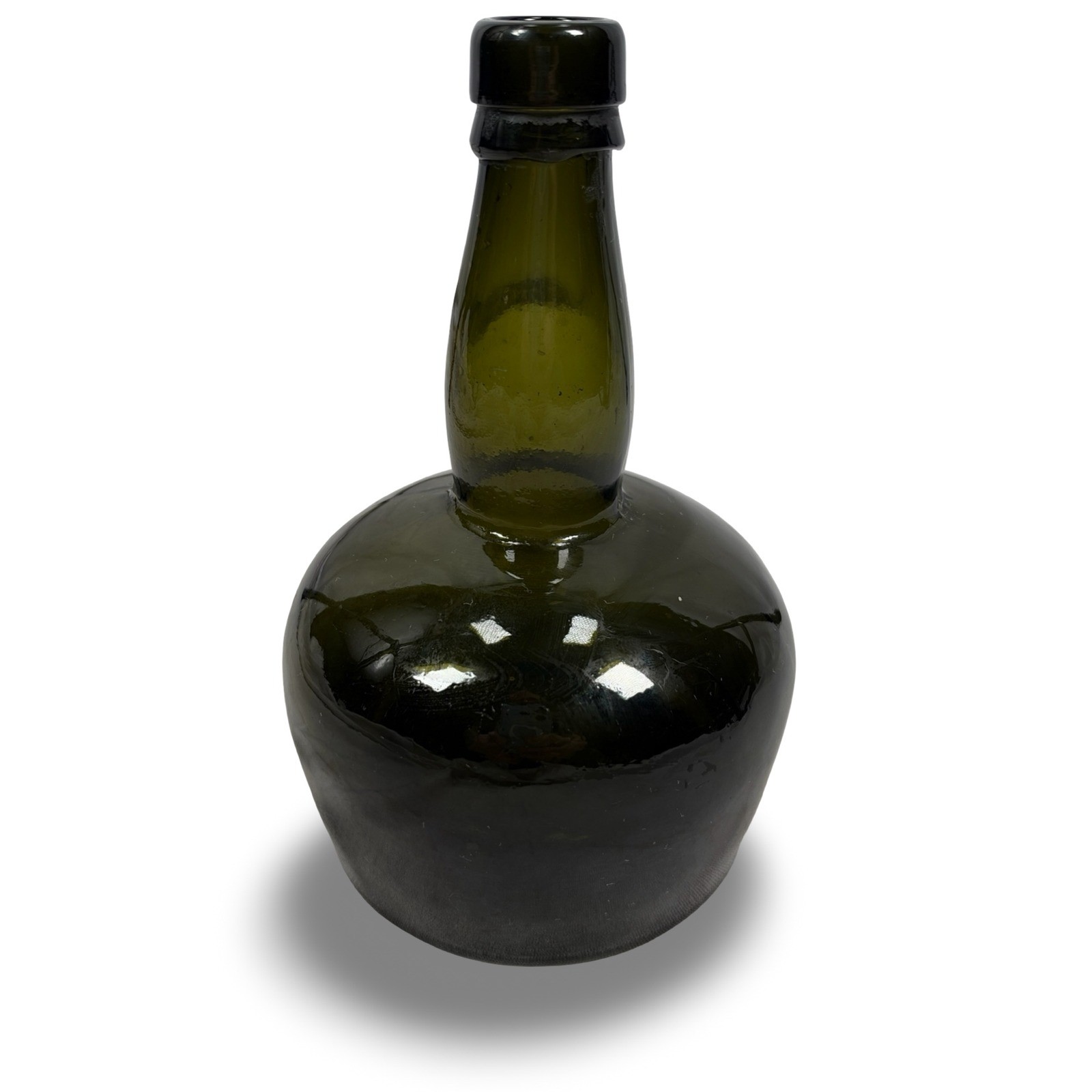 Antique Peter Dawson Glenlivet Dark Olive Green Glass Mallet Bottle Whisky