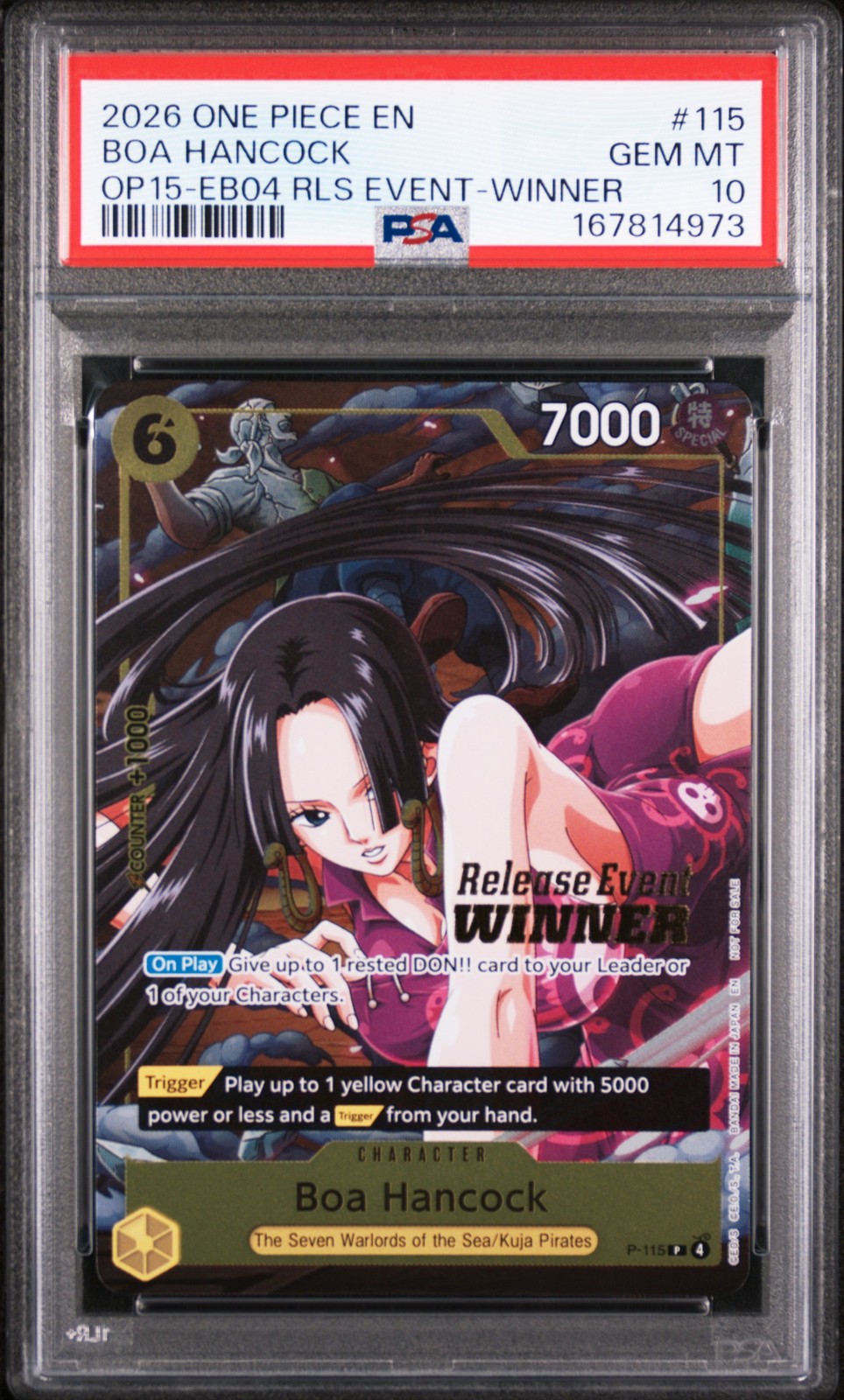 2026 ONE PIECE PROMOS #115 BOA HANCOCK PSA 10