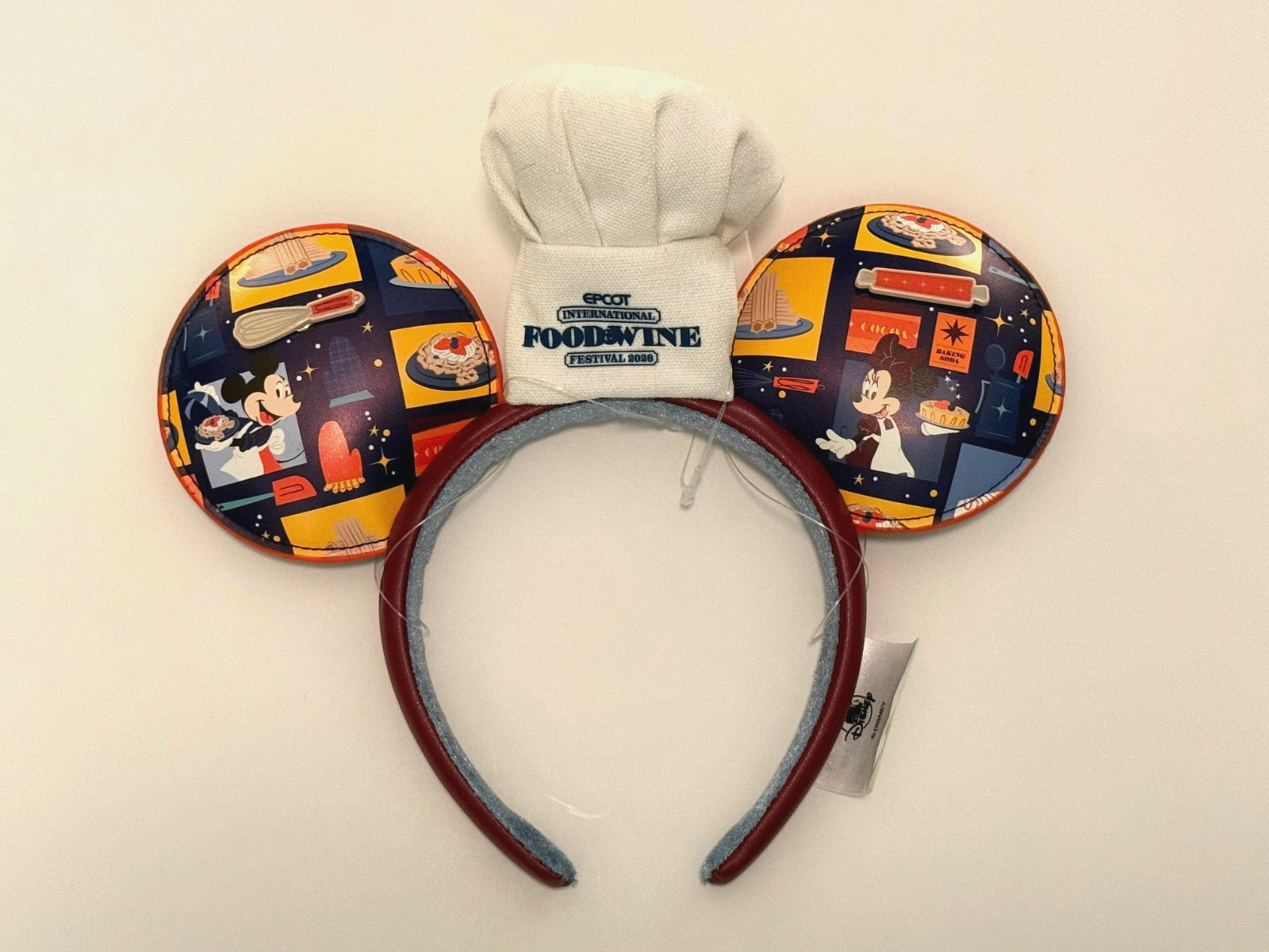 Disney Parks 2026 Epcot Food & Wine Festival Chef Mickey Minnie Ear Headband NWT