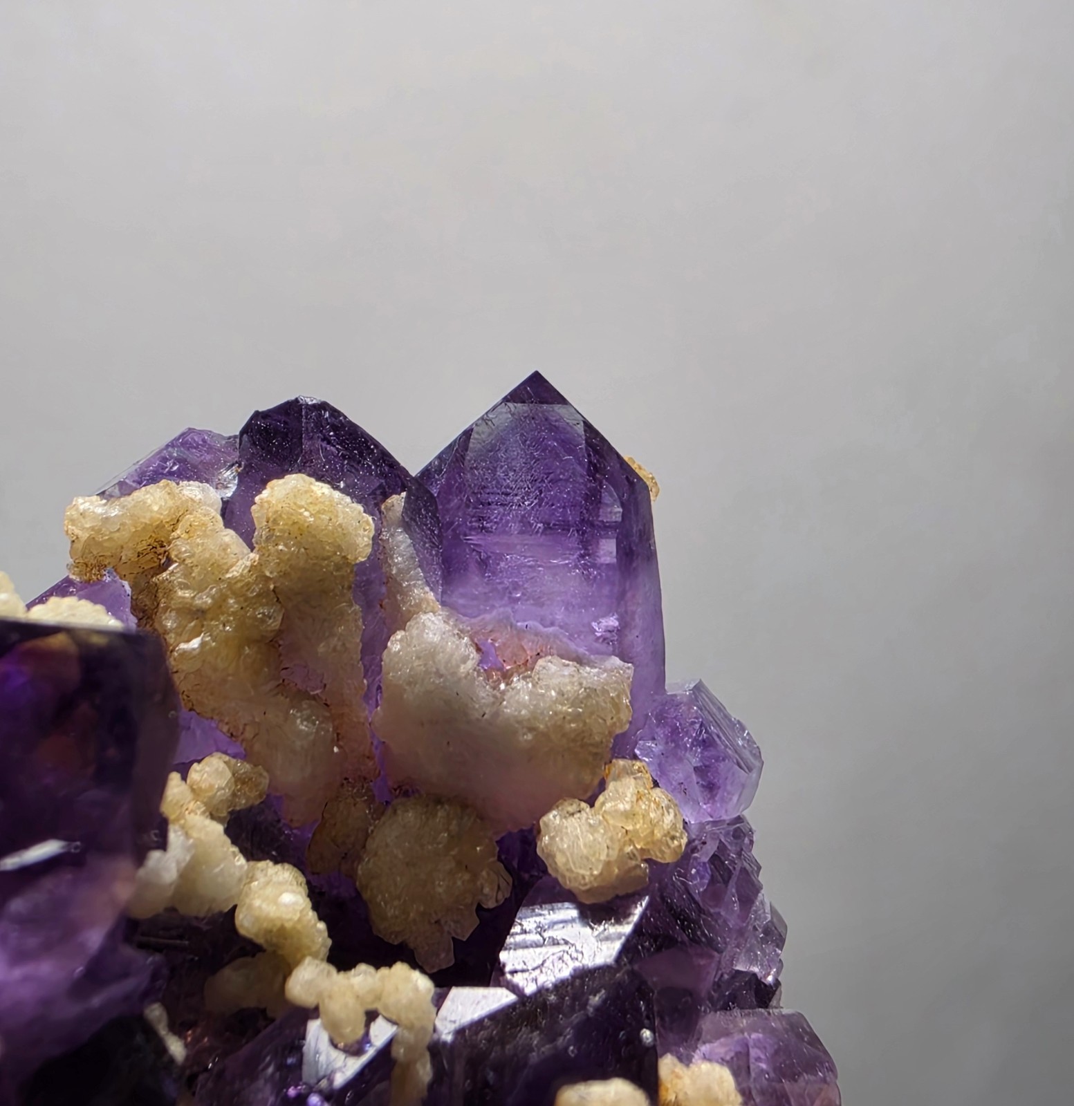 Amethyst with Calite & Dolomite - Valenciana Mine, Guanajuato, Mexico