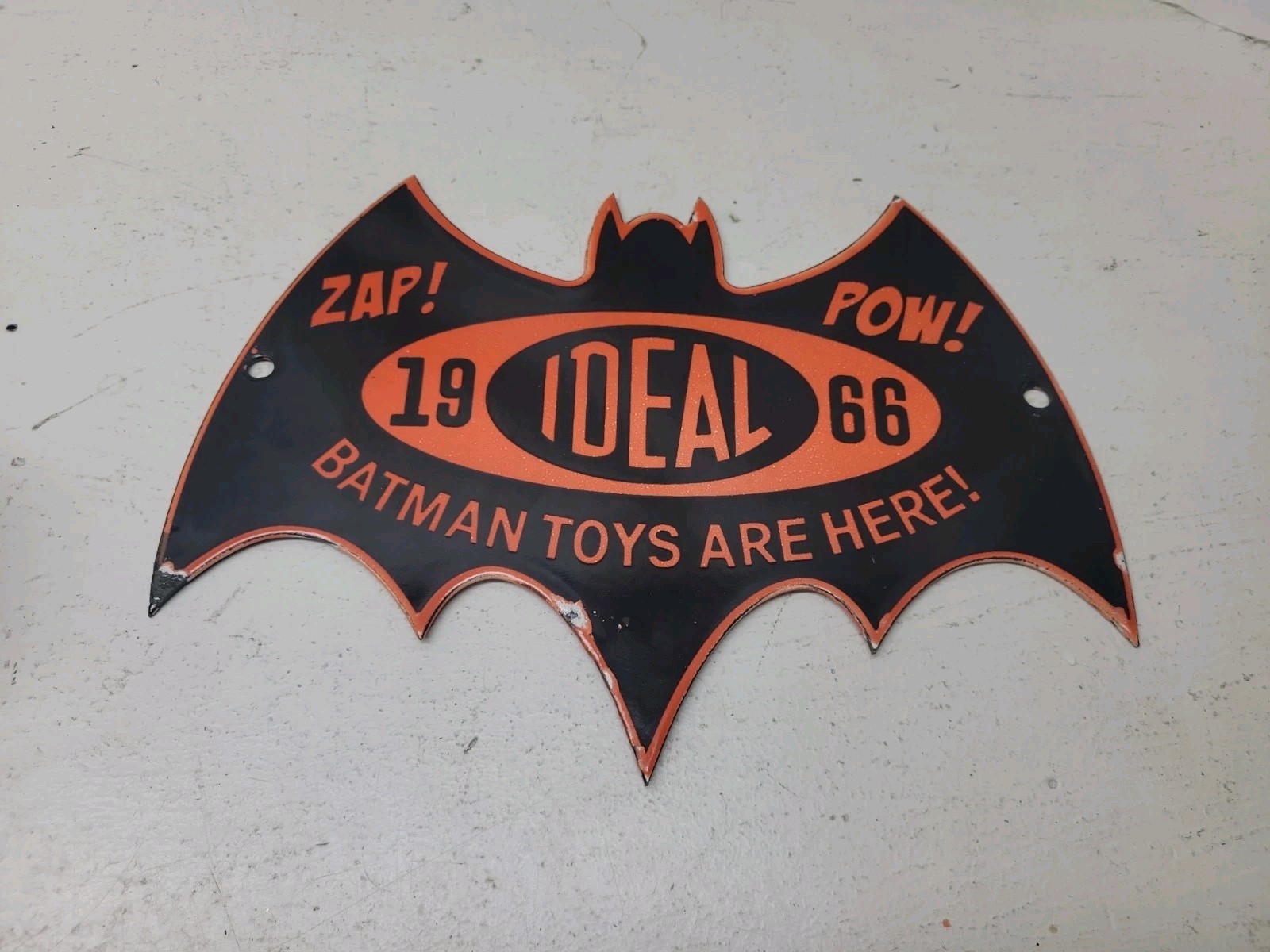 1966 Original Ideal Batman Symbol Porcelain Sign 9x12