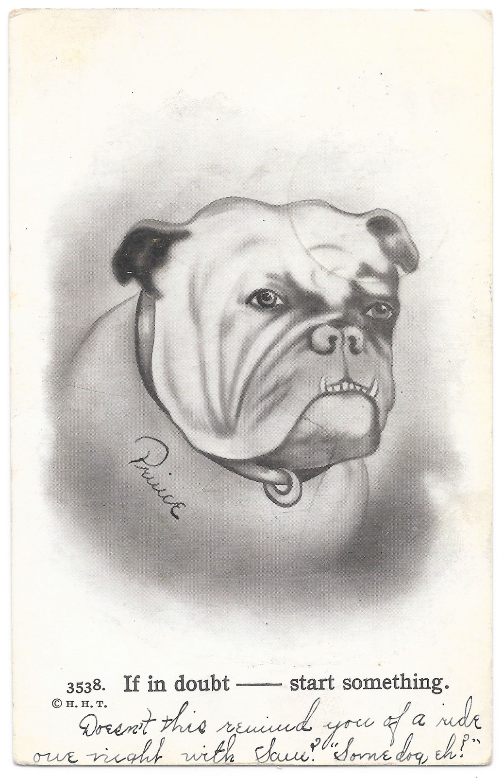 Antique 1912 Comic Bulldog Postcard \