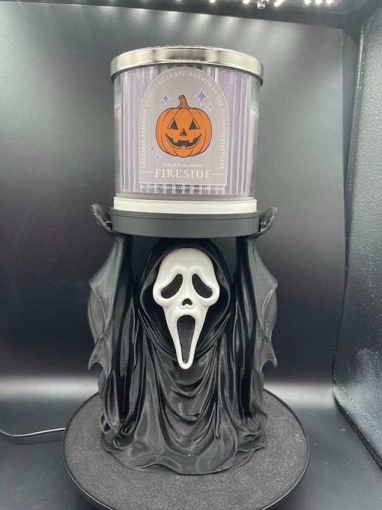 Ghostface Scream Black & White Halloween Candle Holder