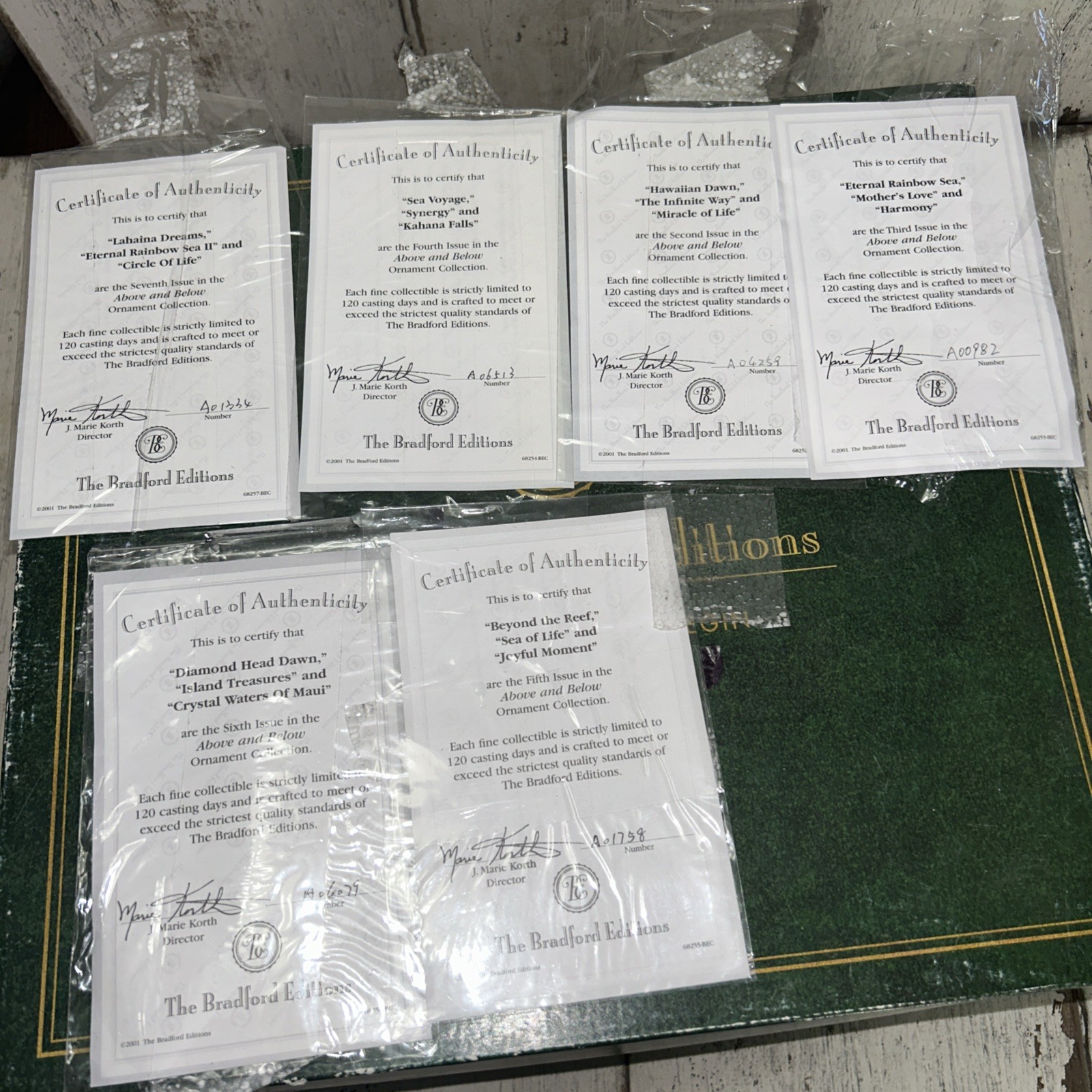 Bradford Above & Below Ornaments  Complete Set of 16 w COAs & Display Case