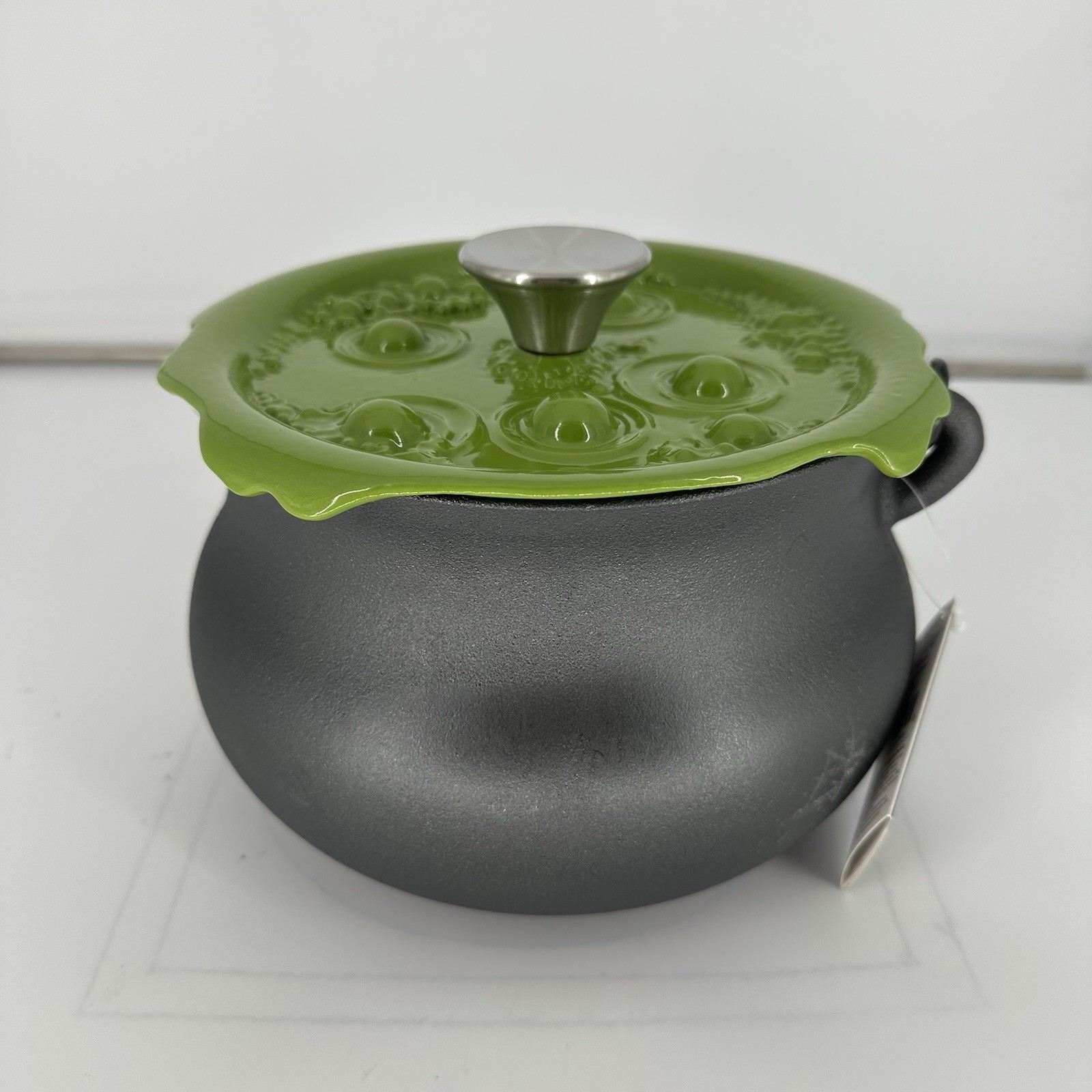 Smith & Clark 4 Quart Cast Iron Cauldron Pot w/ Green Bubbling Lid 4Qt