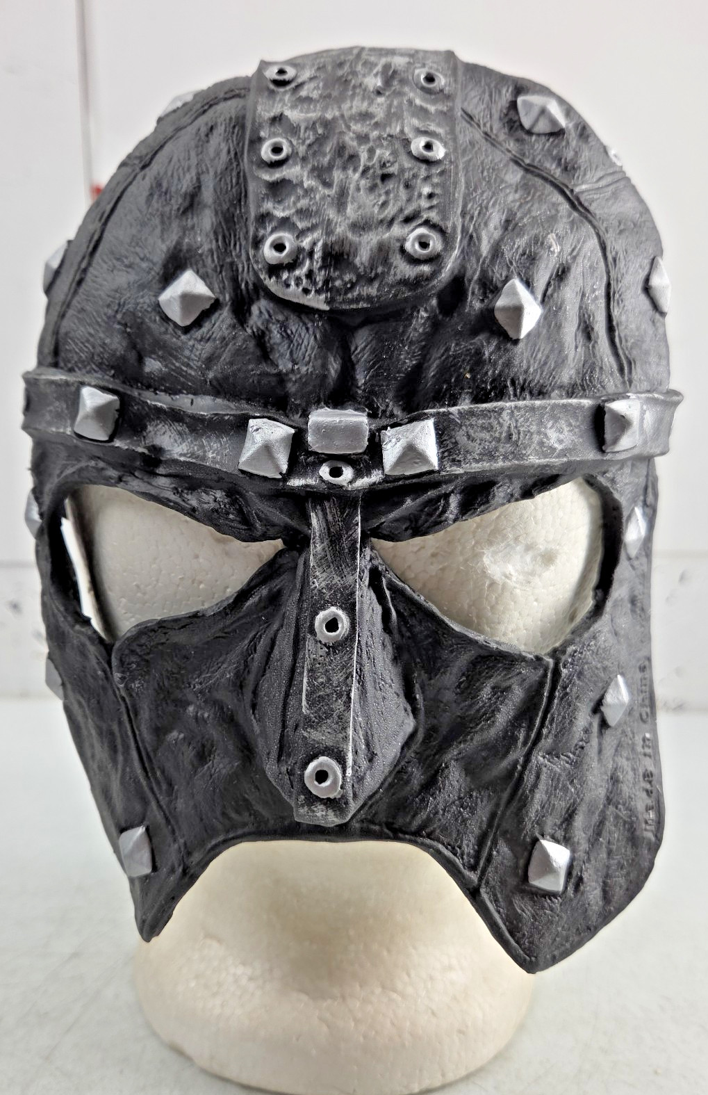 Vintage Fright Asylum Halloween Mask 1999 Disguise Inc Faux Leather Executioner