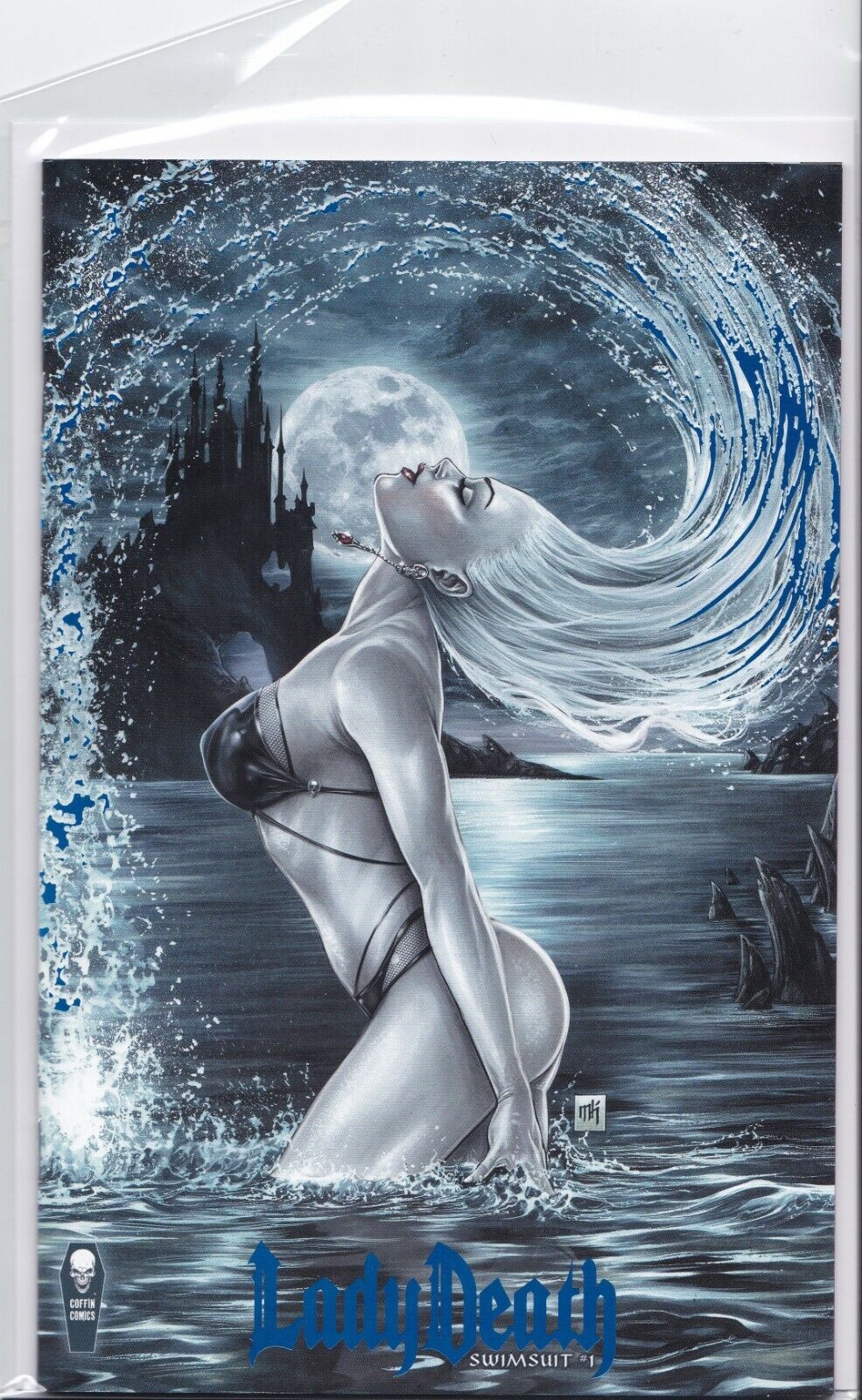 Lady Death Swimsuit #1  Premium Blue FOIL PGX 10.0 Graded & Slabbed Comic  Book