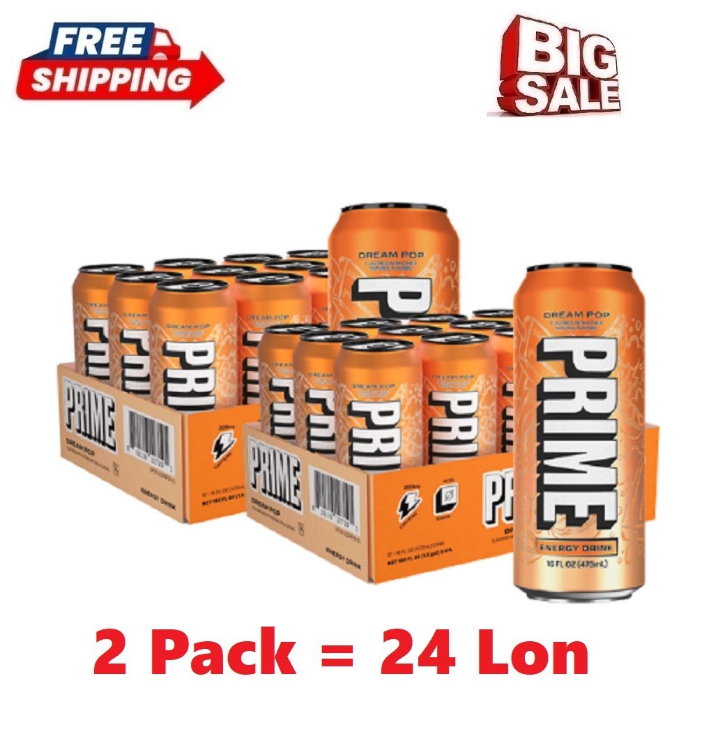 (2 Pack) Prime Sugar Free Energy Drink, Dream Pop, 16 fl oz, 12 Pack, Cans...