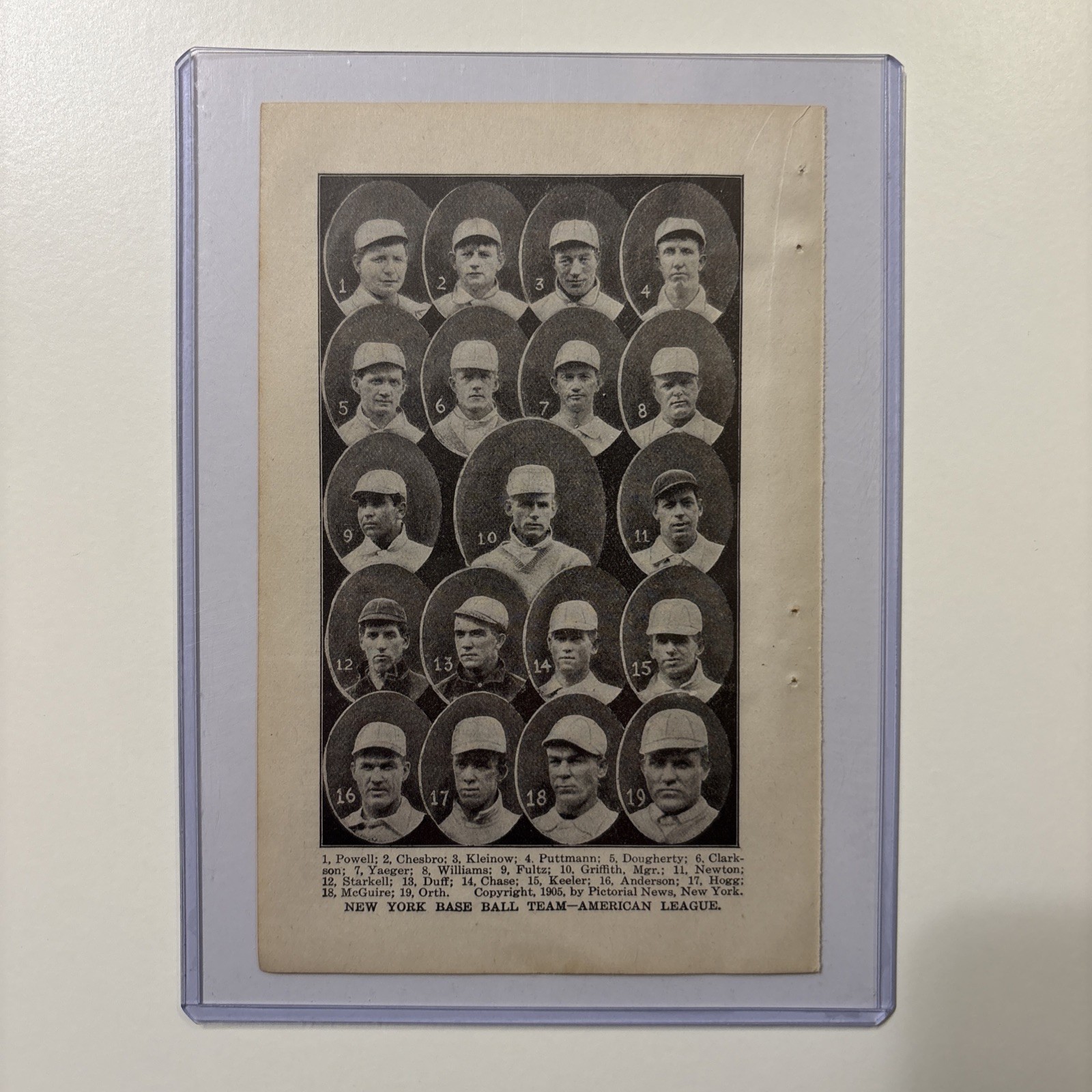 1905 New York Highlanders Team Picture Antique Baseball Chesbro/Keeler/Griffith