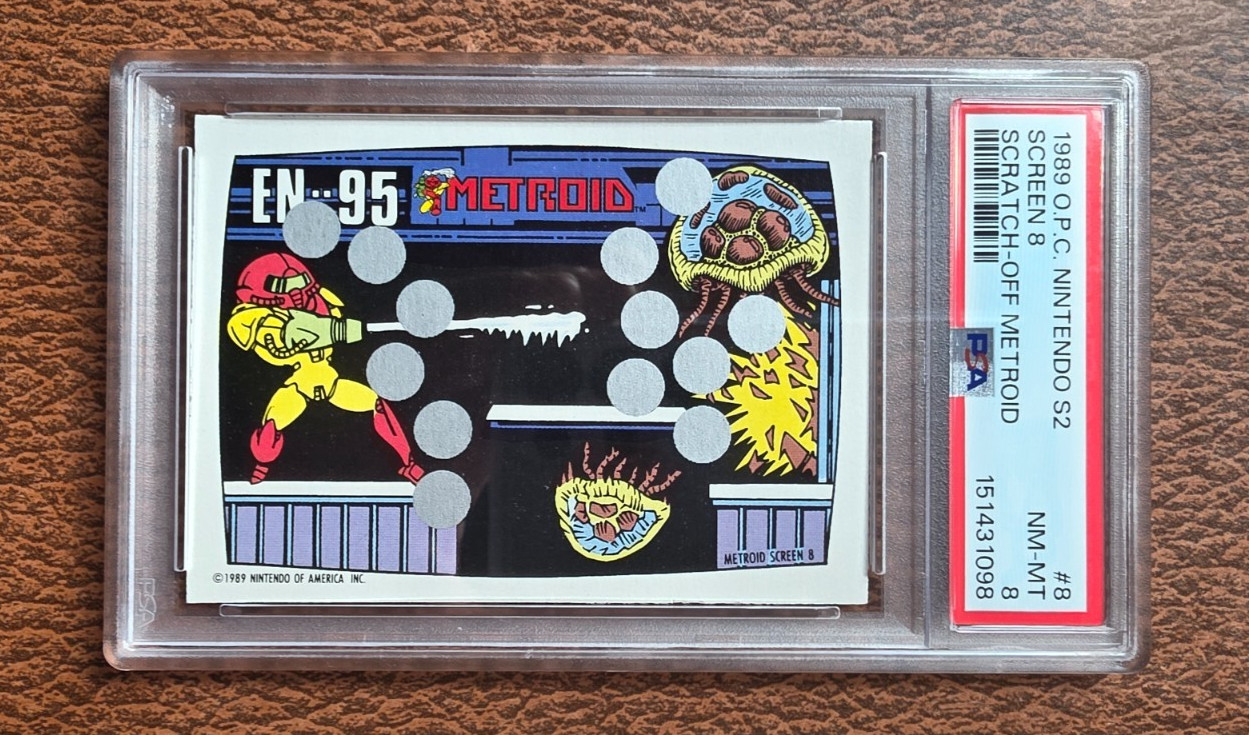 1989 O-Pee-Chee Nintendo Series 2 Metroid Screen 8 PSA 8 POP 1 ONLY 1 HIGHER 1989 O-Pee-Chee Nintendo Series 2 Metroid Screen 8 PSA 8 POP 1 ONLY 1 HIGHER