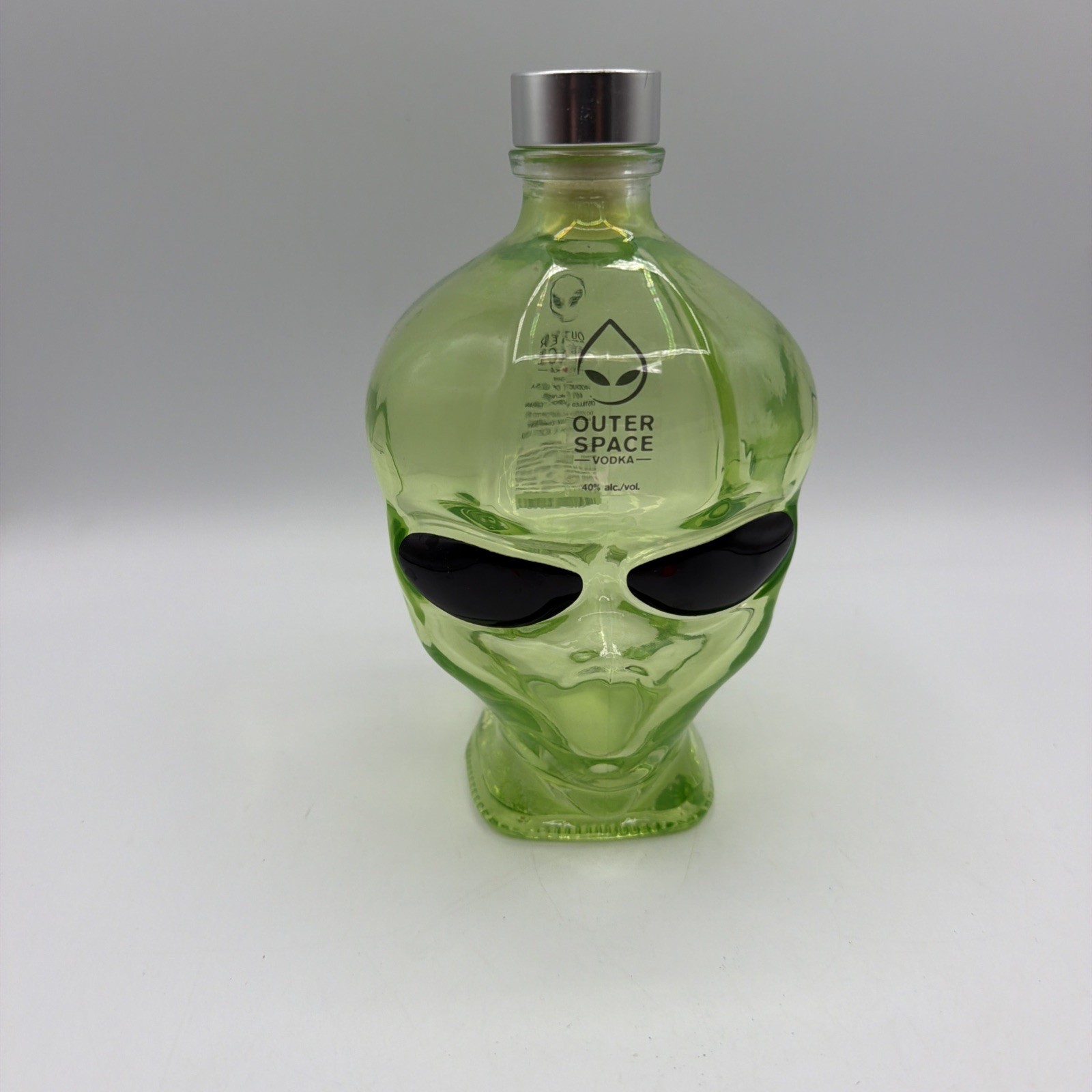 Empty Outer Space Vodka Alien Head Green Glass Bottle Empty 750 ml. 7.5\