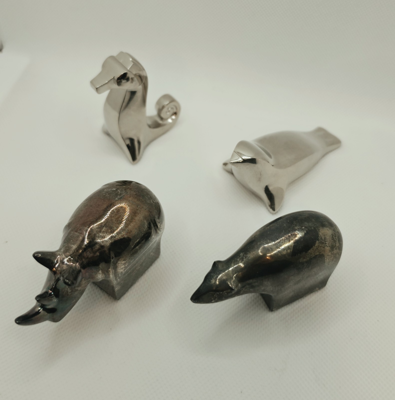 Vintage Dansk Designs Japan Silver Zoo Animal Paperweight Set of 4