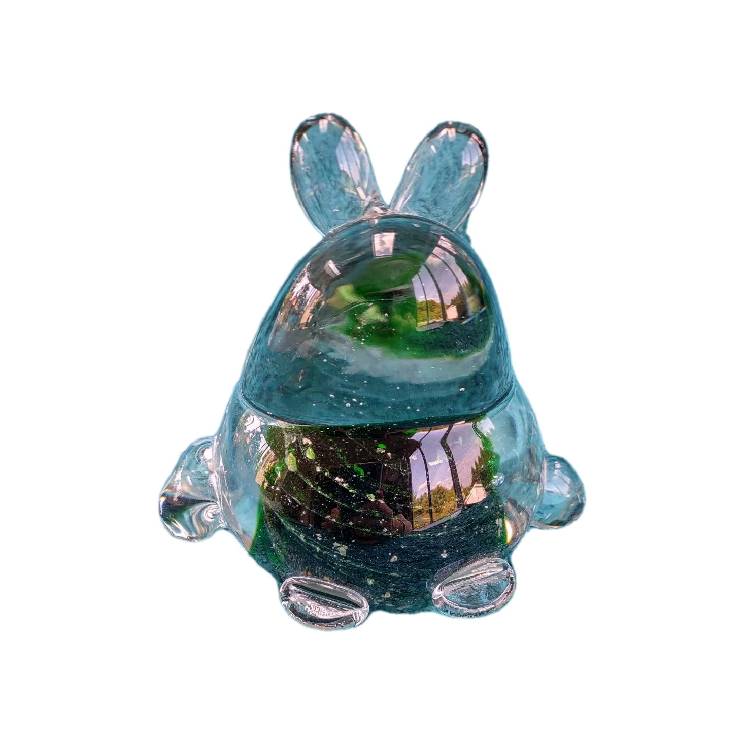 Vtg Glass Frog Amphibian Paperweight Figurine Green 5