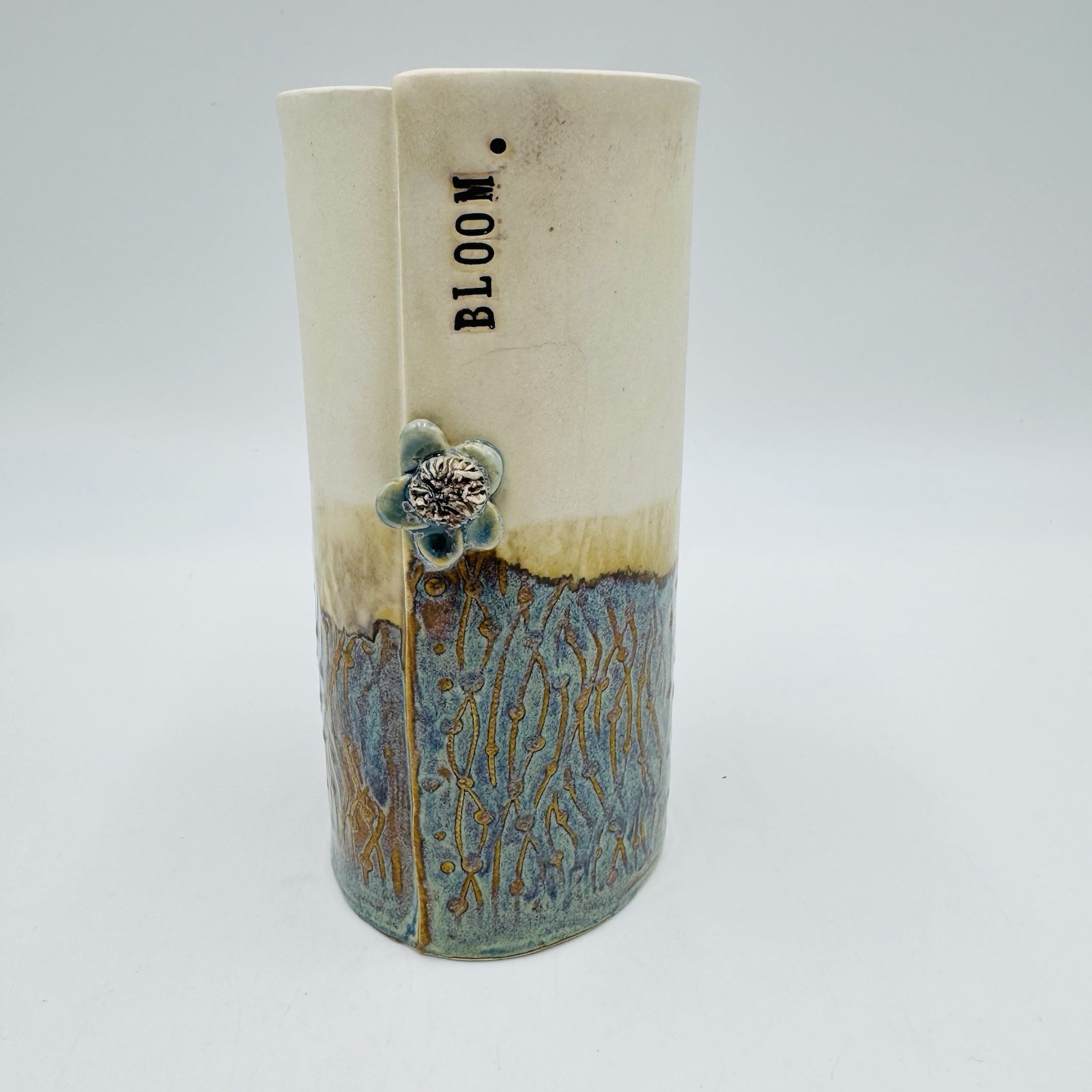 Cinder Ceramics Bloom Stoneware Vase Studio Art Pottery Floral Handmade UK Clay